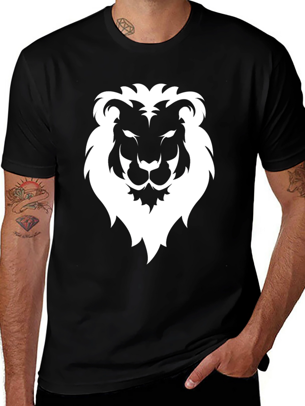 Lion Graphic Tee - Mens Black Short Sleeve