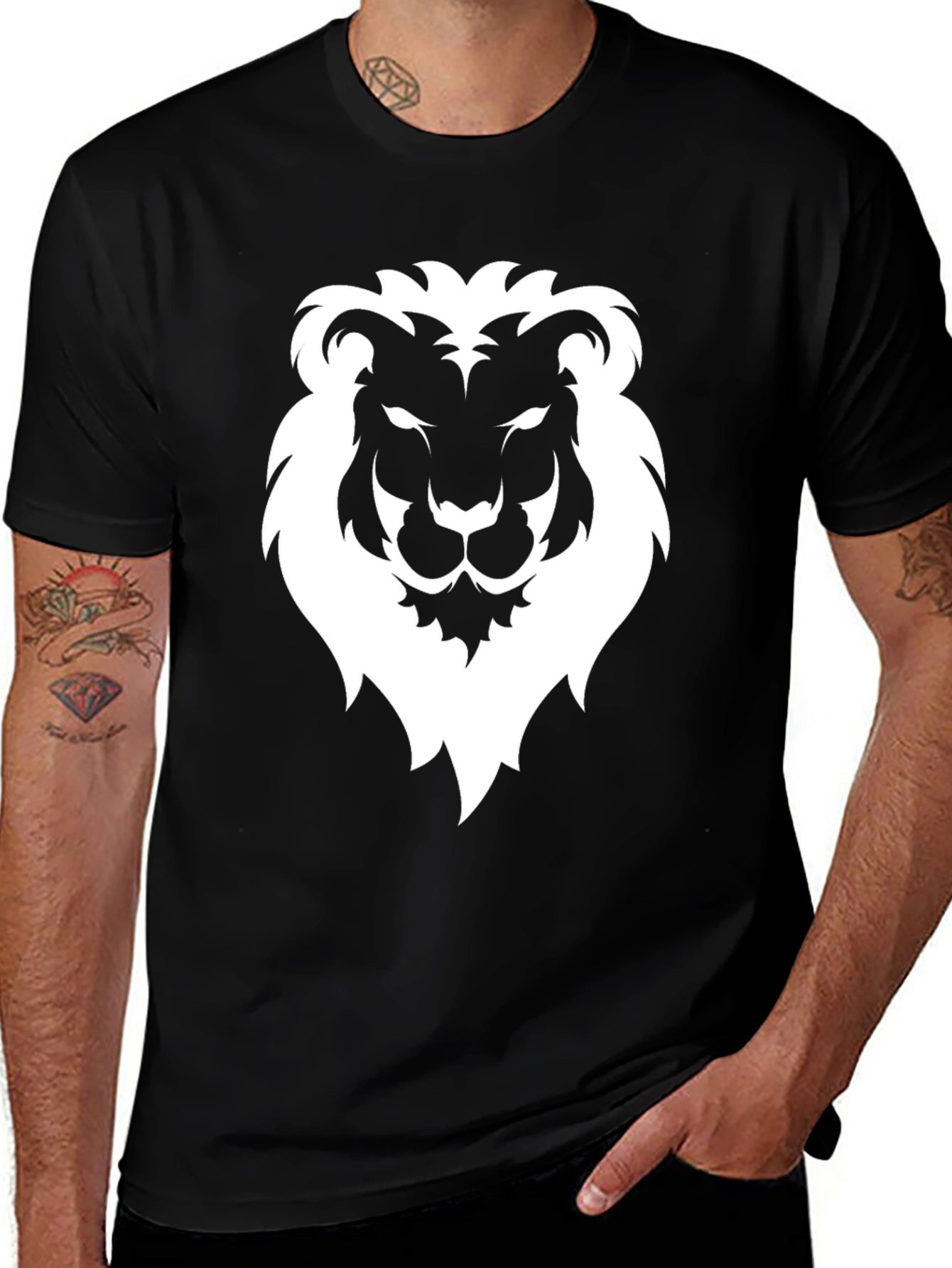 Lion Graphic Tee - Mens Black Short Sleeve
