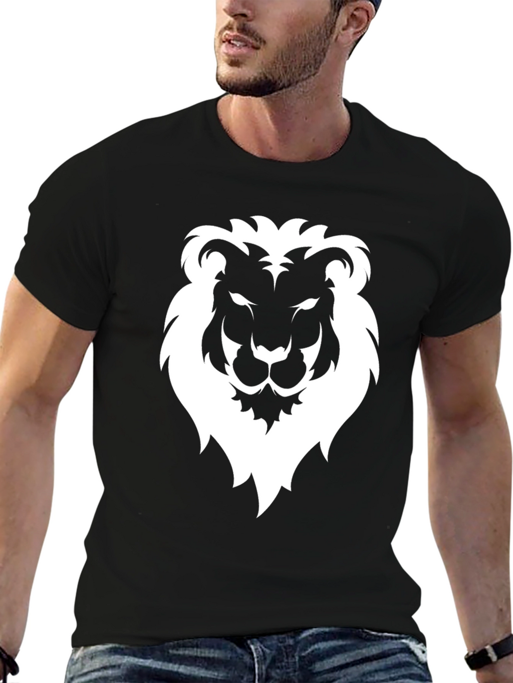 Lion Graphic Tee - Mens Black Short Sleeve
