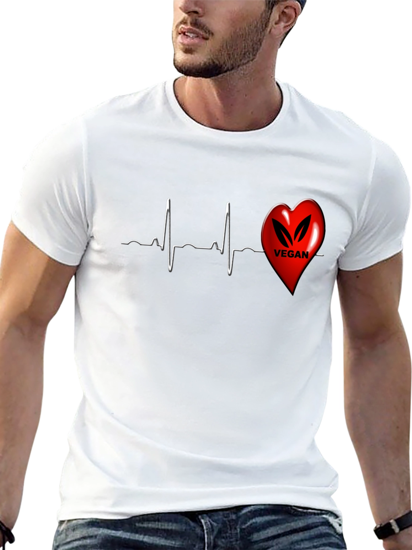 Vegan Heartbeat T-Shirt - Black