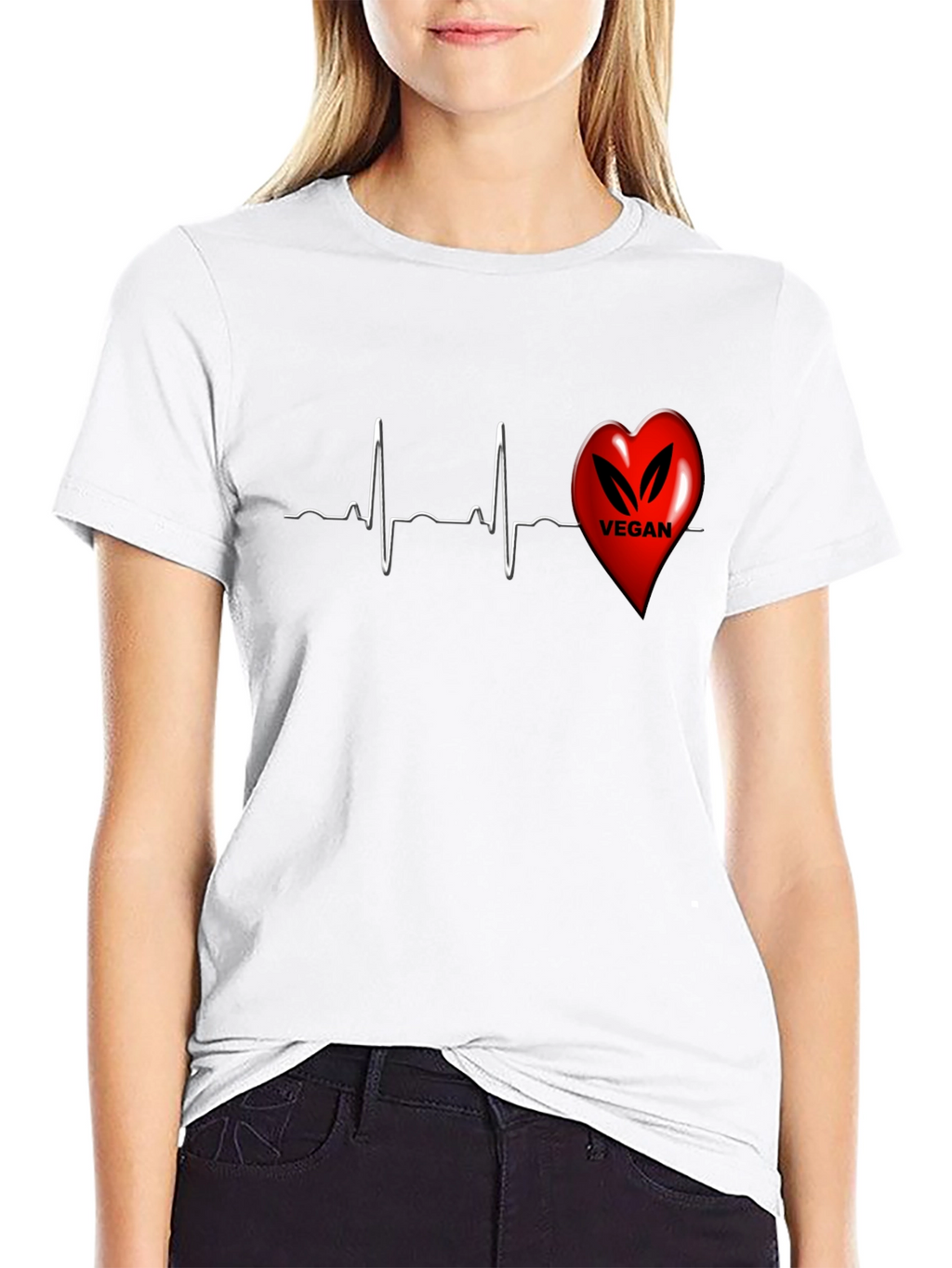 Vegan Heartbeat T-Shirt - Black