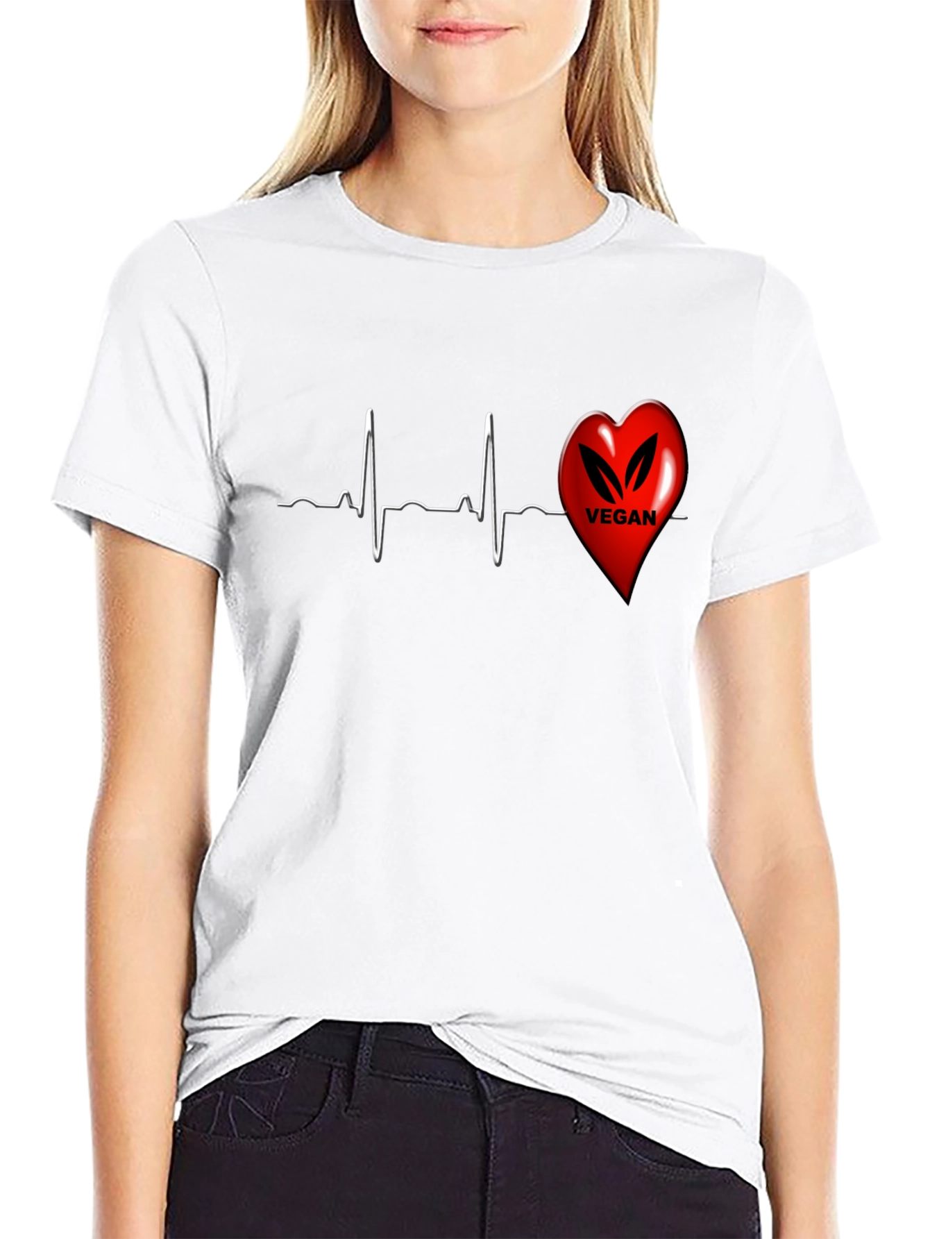 Vegan Heartbeat T-Shirt - Black