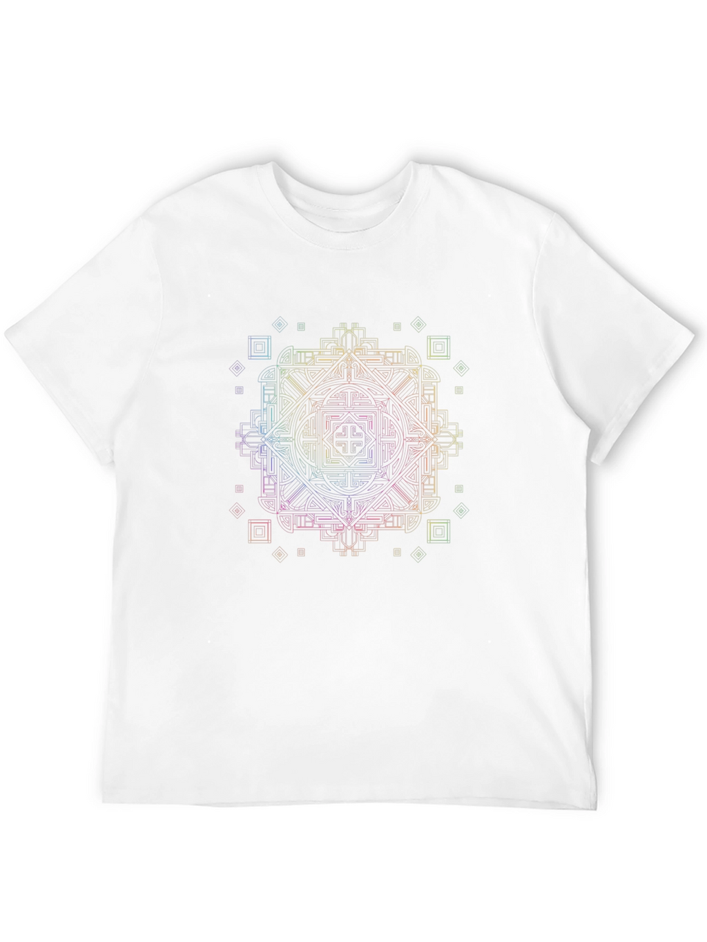 Geometric Rainbow Pattern Black T-Shirt