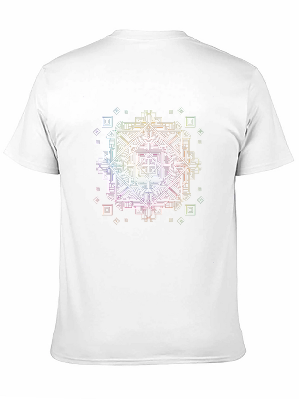 Geometric Rainbow Pattern Black T-Shirt