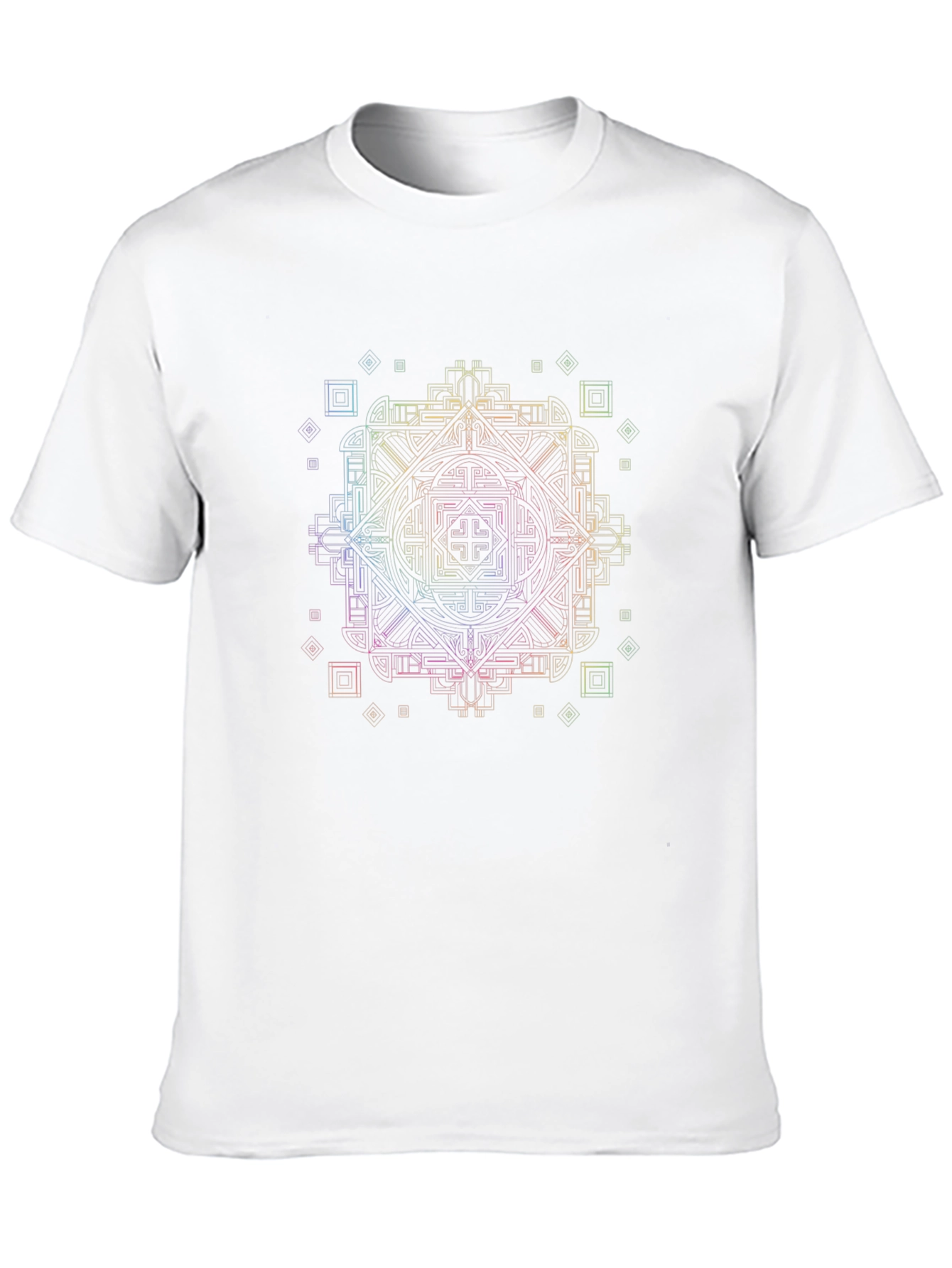 Geometric Rainbow Pattern Black T-Shirt
