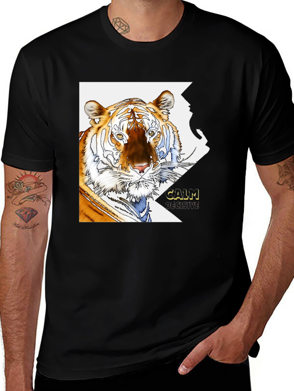 Tiger Graphic Print T-Shirt - Calm & Decisive Tee