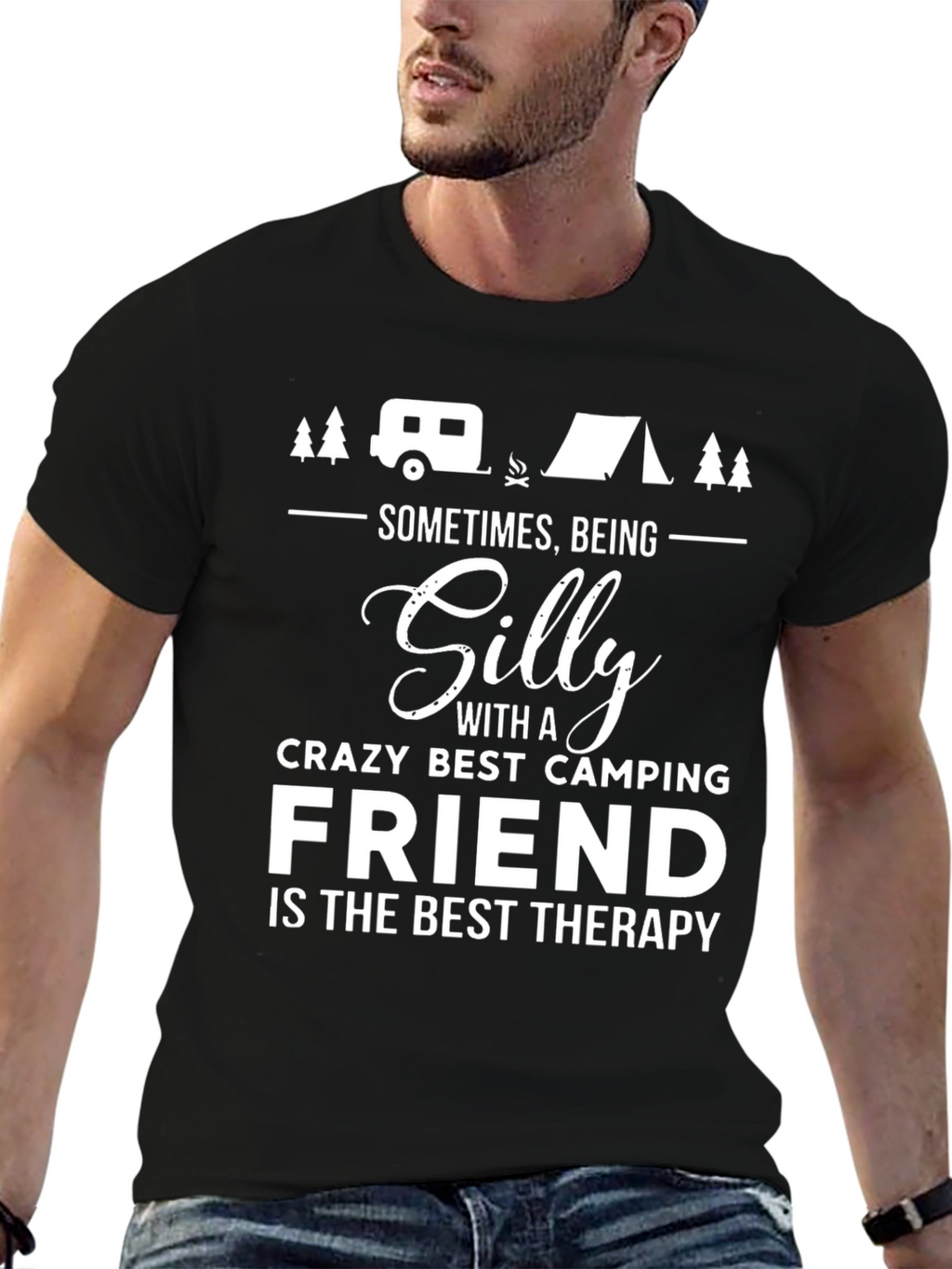 Silly Crazy Camping Friend Therapy T-Shirt