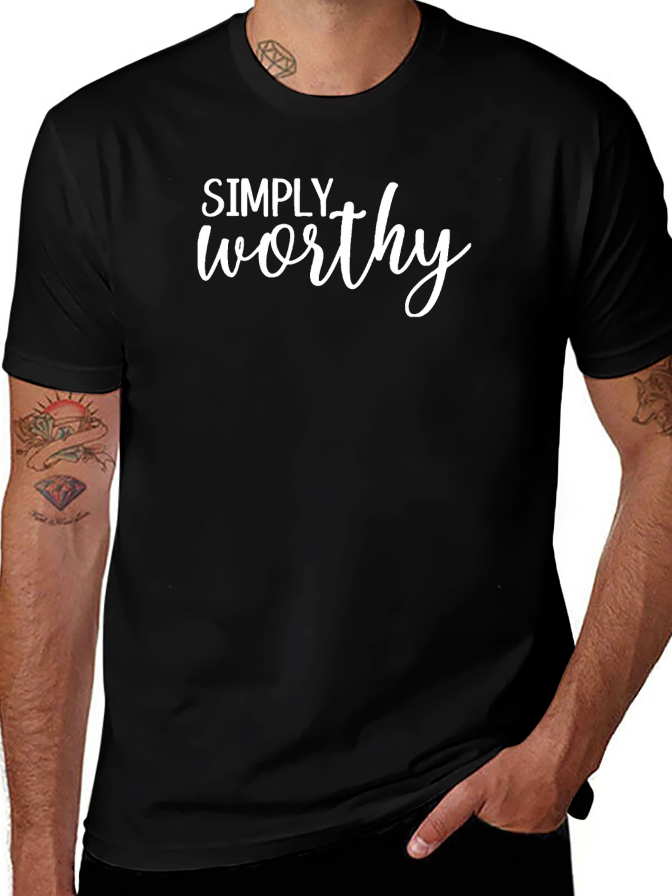 Simply Worthy Black Graphic T-Shirt