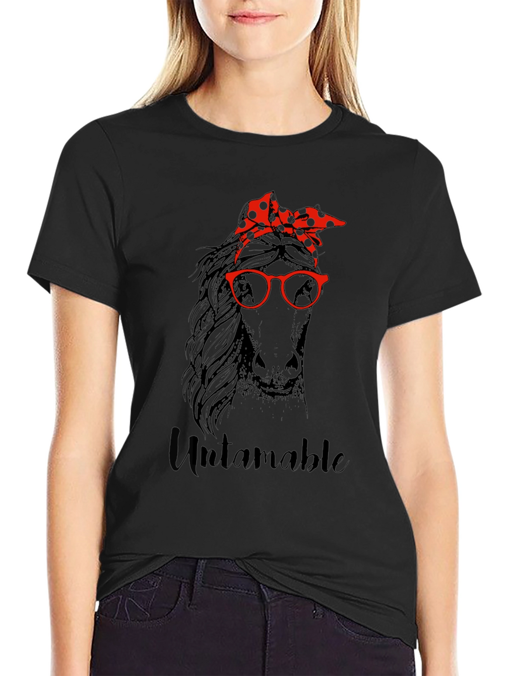 Untamable Horse Graphic Tee - Unisex Black T-Shirt