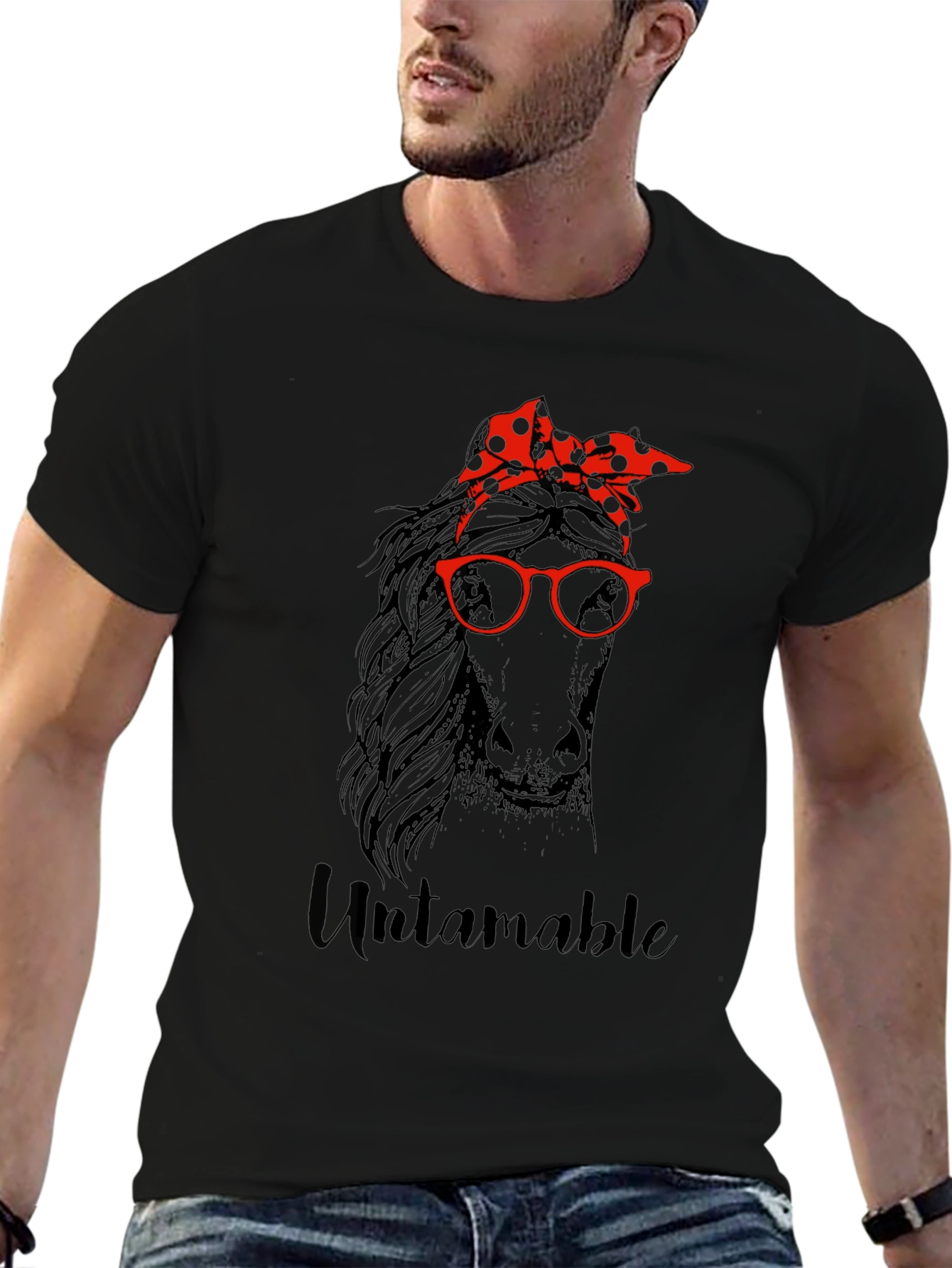 Untamable Horse Graphic Tee - Unisex Black T-Shirt
