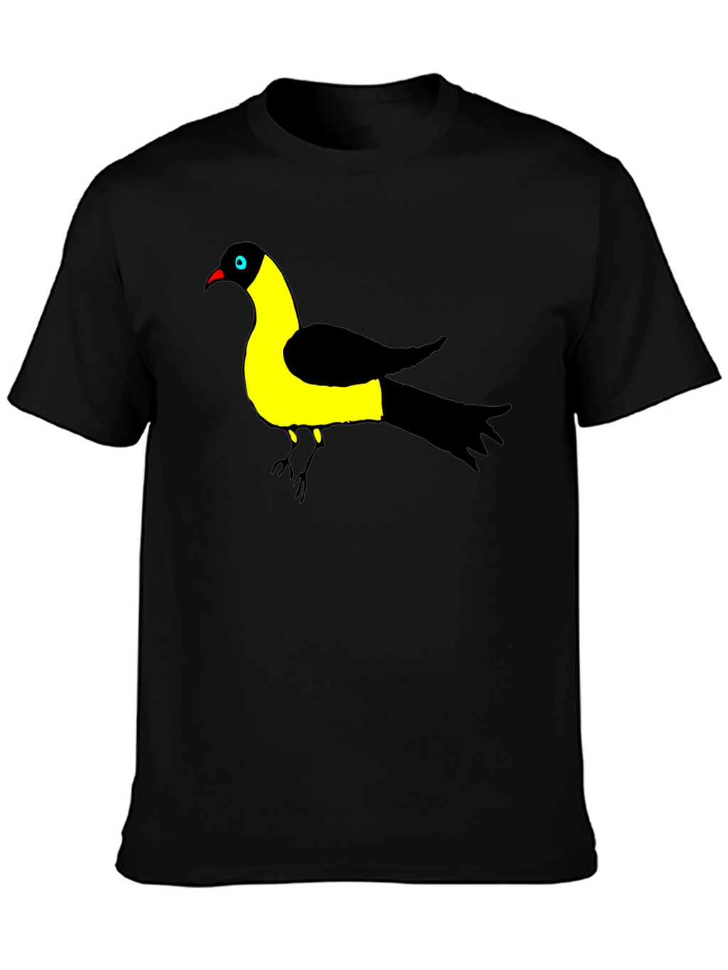Bird Graphic Tee - Black Cotton T-Shirt