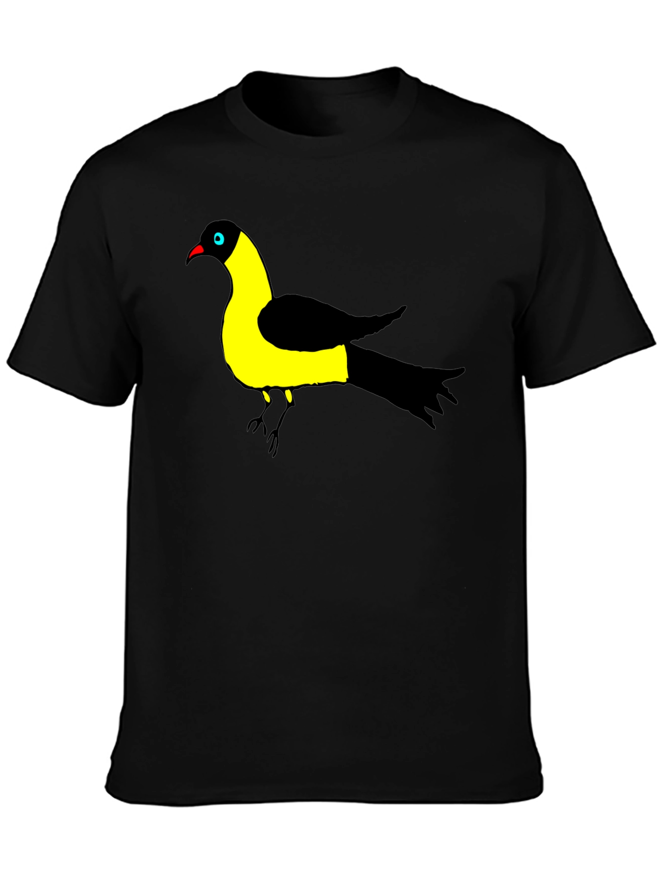 Bird Graphic Tee - Black Cotton T-Shirt