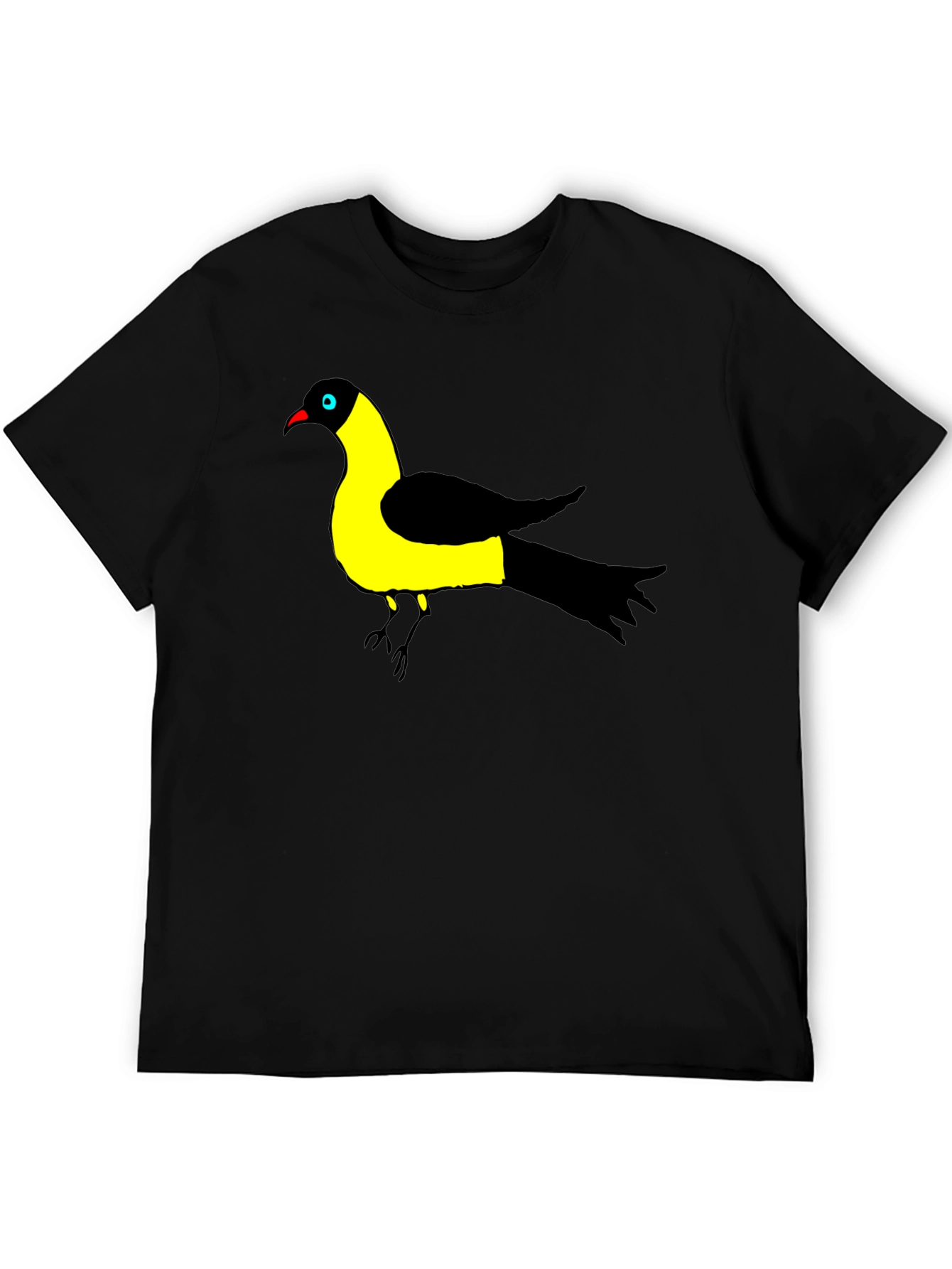 Bird Graphic Tee - Black Cotton T-Shirt