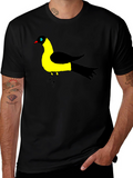 Bird Graphic Tee - Black Cotton T-Shirt