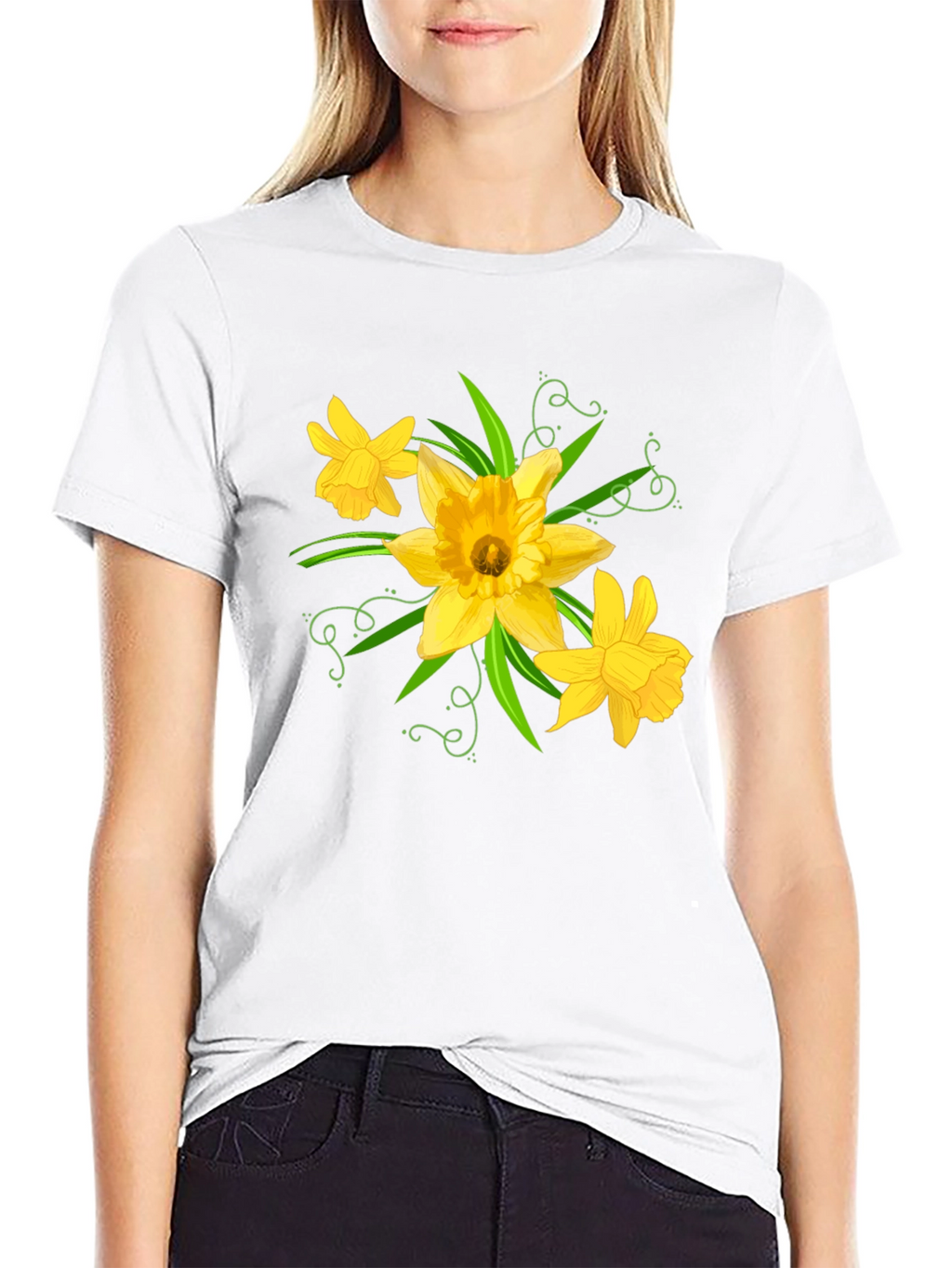 Daffodil Graphic Tee - Black Cotton T-Shirt