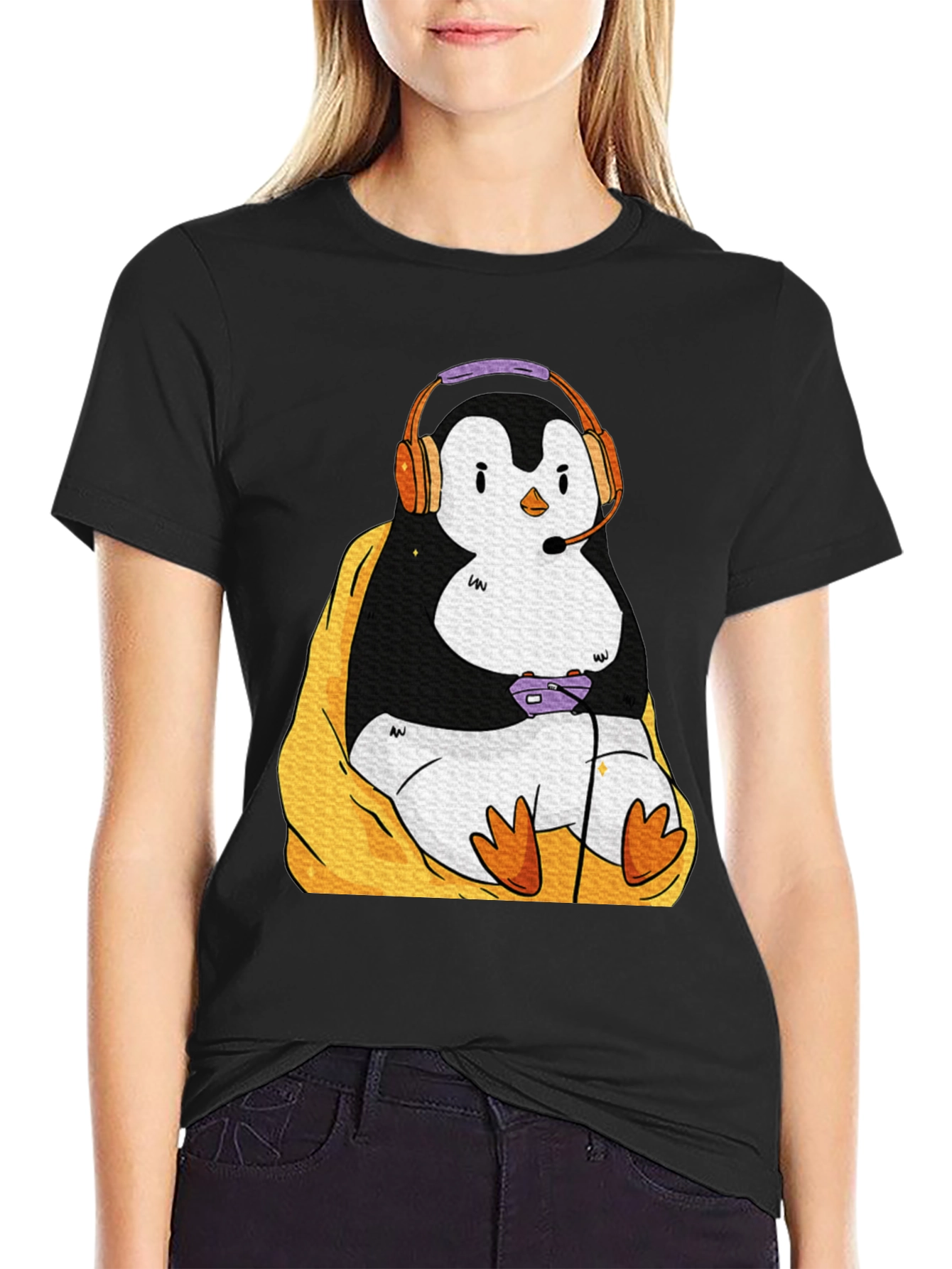 Gaming Penguin Graphic T-Shirt