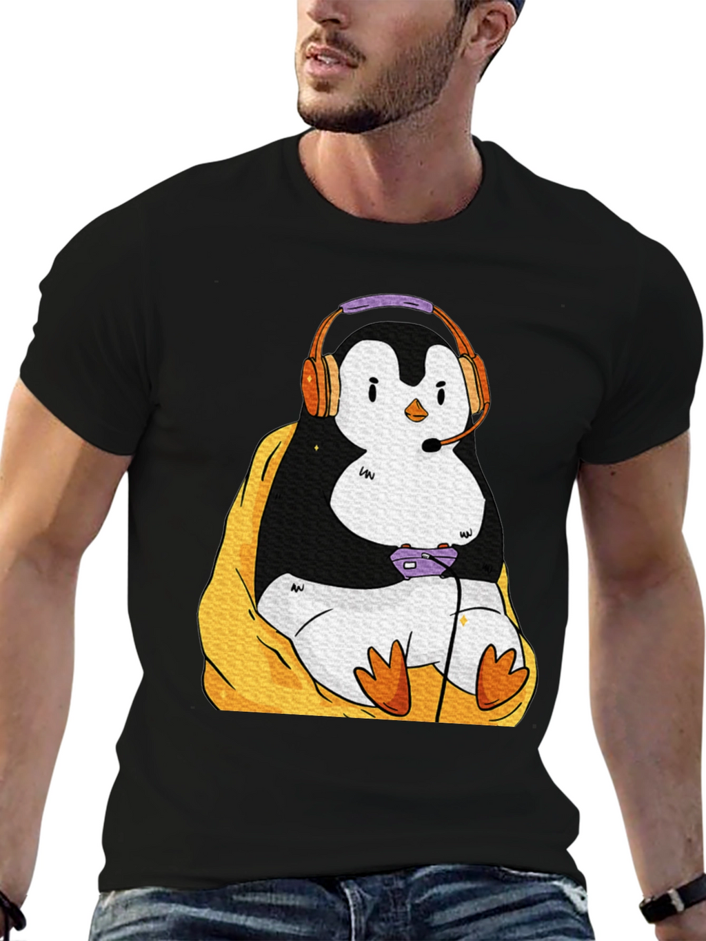 Gaming Penguin Graphic T-Shirt