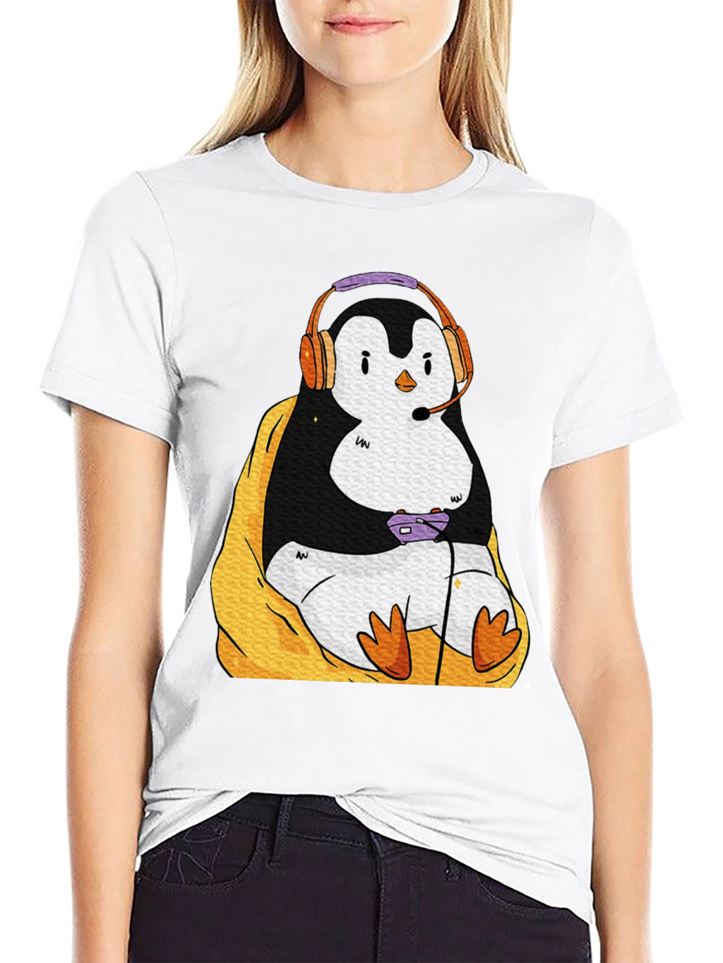 Gaming Penguin Graphic T-Shirt