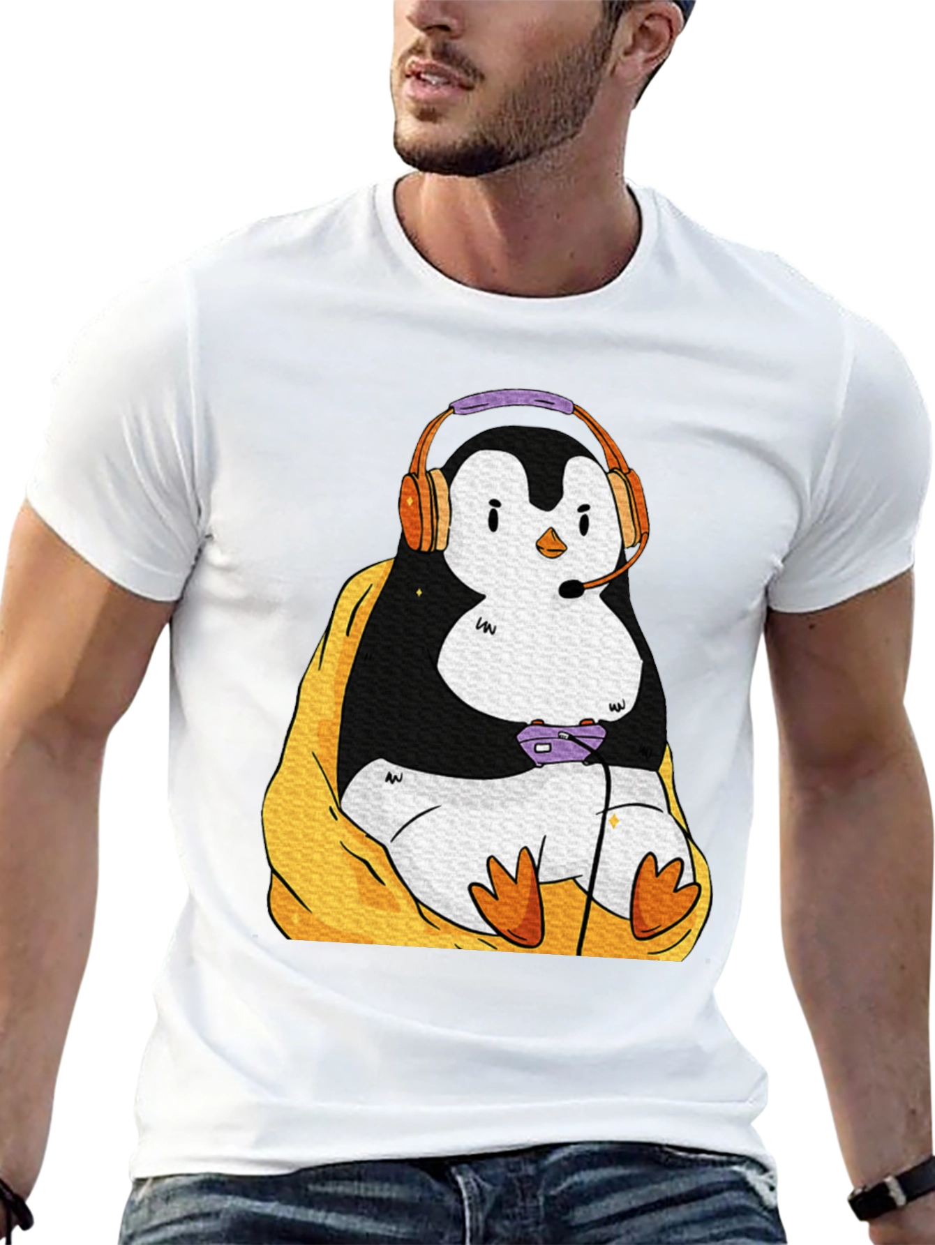 Gaming Penguin Graphic T-Shirt