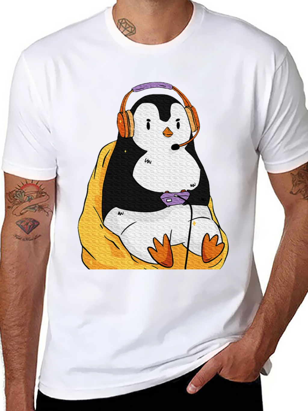 Gaming Penguin Graphic T-Shirt