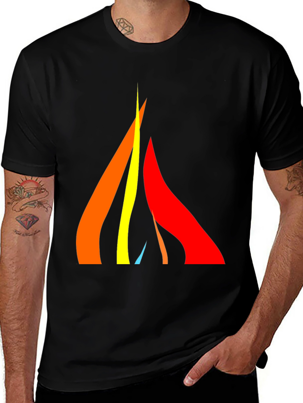 Modern Abstract Graphic Tee - Black