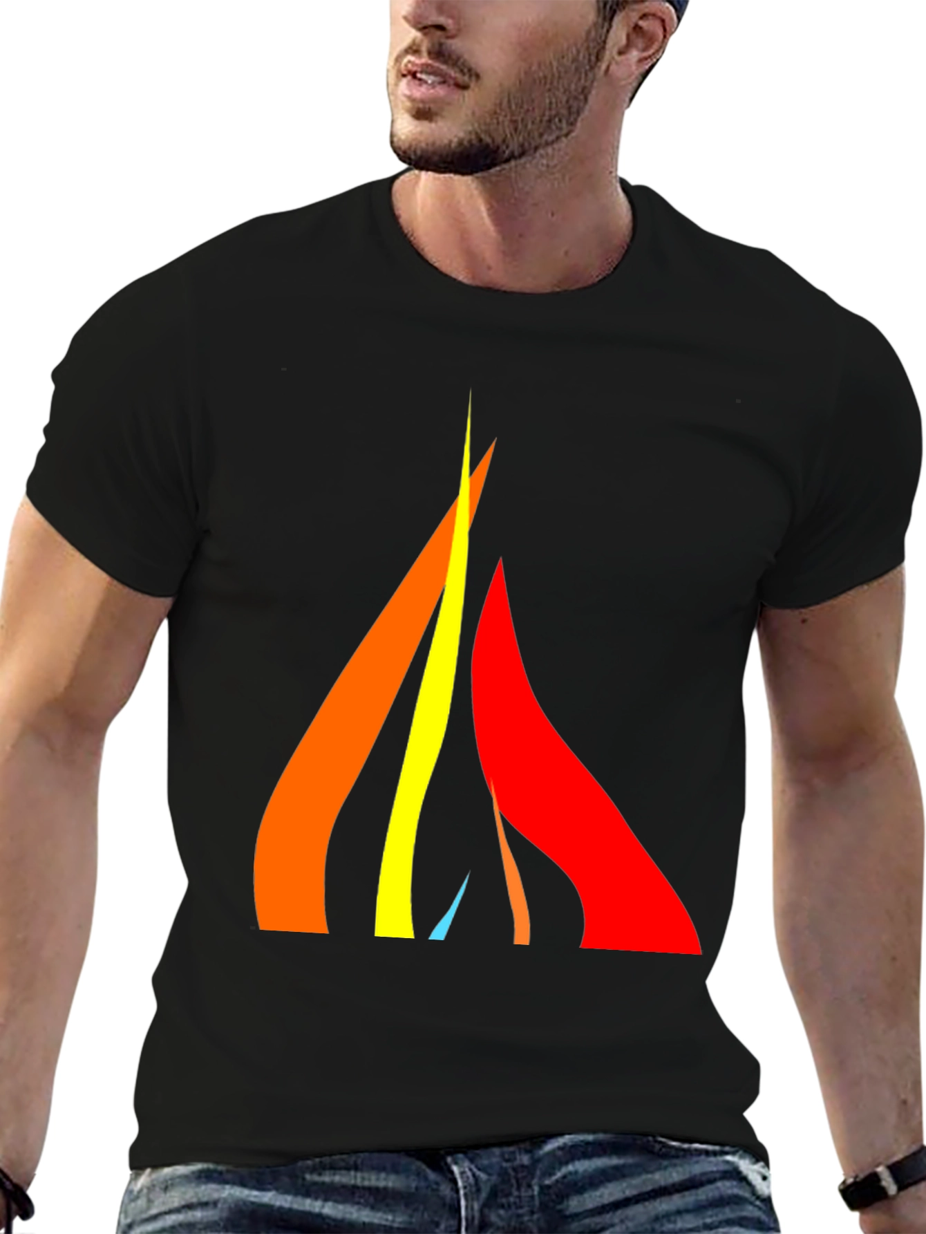Modern Abstract Graphic Tee - Black