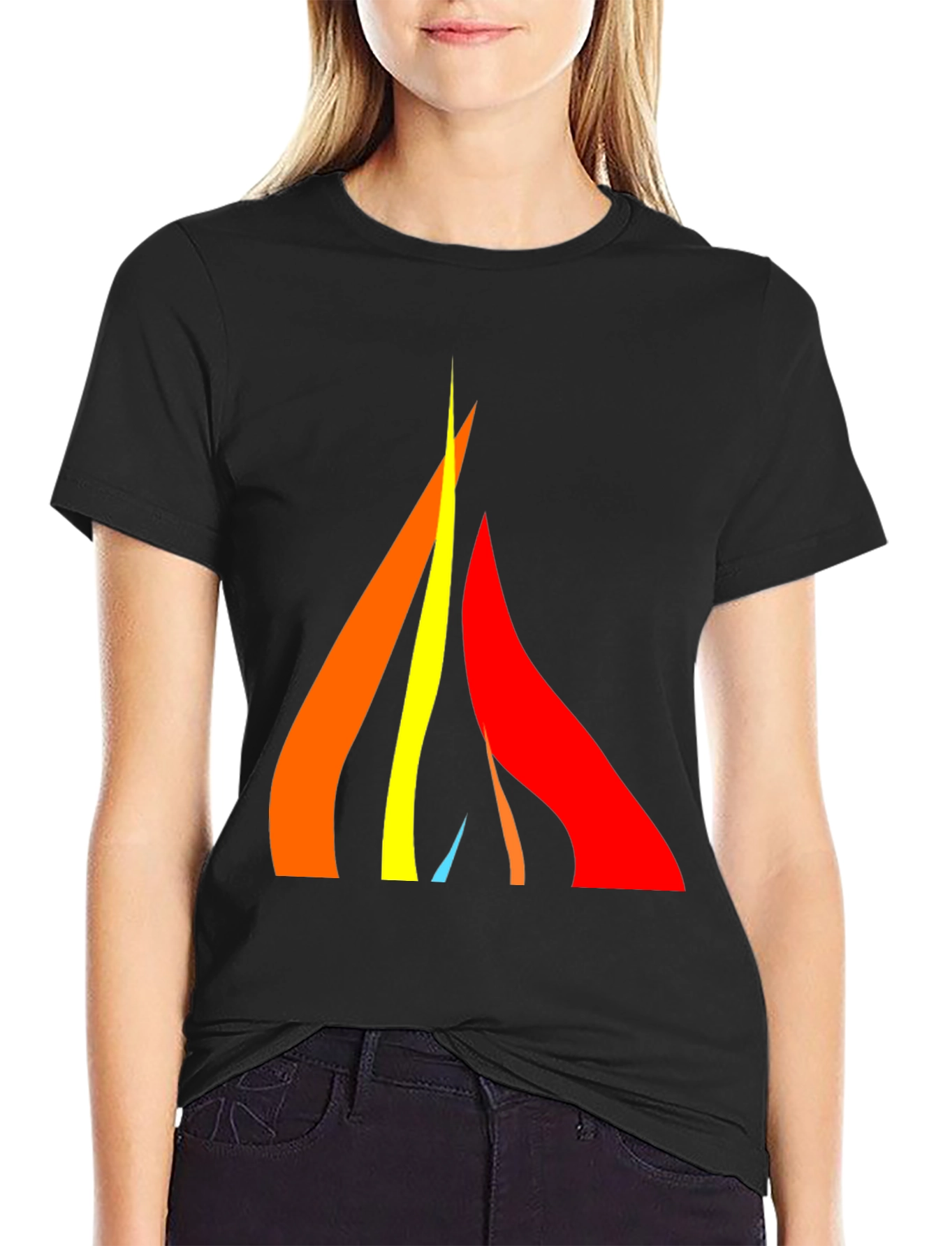 Modern Abstract Graphic Tee - Black