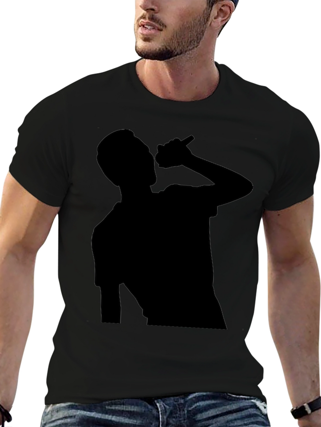 Silhouette Singer Graphic Tee - Black Cotton T-Shirt