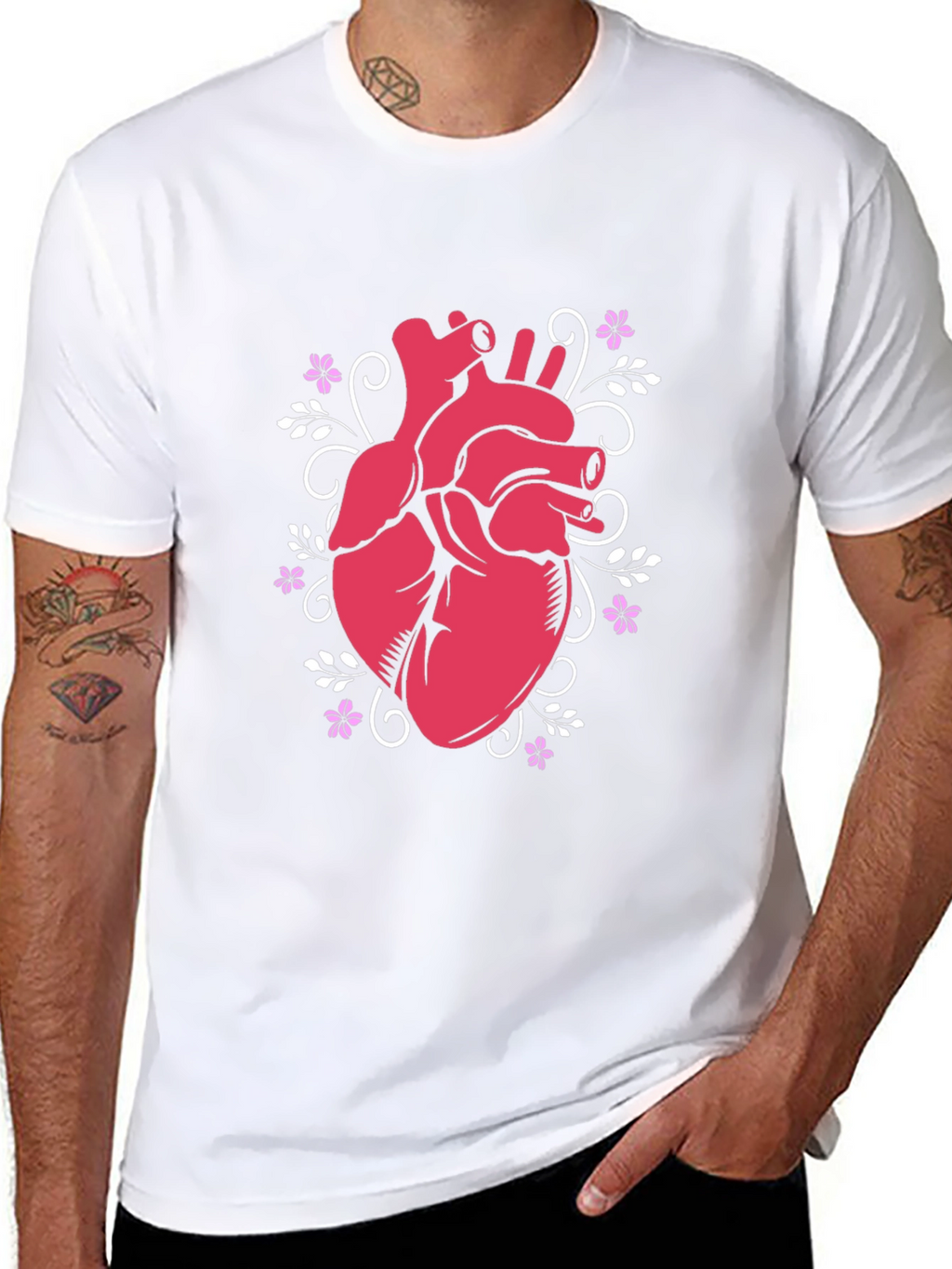 Anatomical Heart Floral T-Shirt - Unique Design