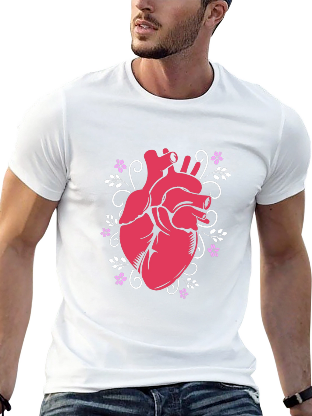 Anatomical Heart Floral T-Shirt - Unique Design
