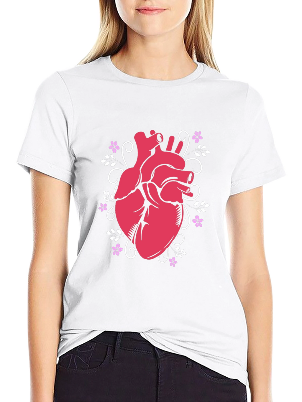 Anatomical Heart Floral T-Shirt - Unique Design