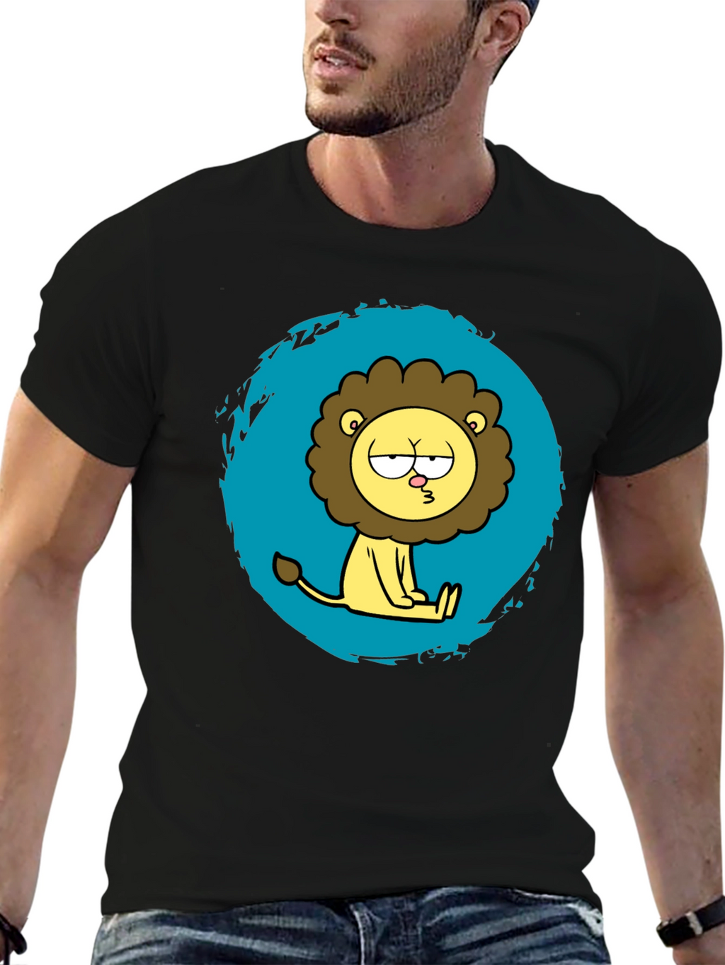 Funny Cartoon Lion Graphic T-Shirt