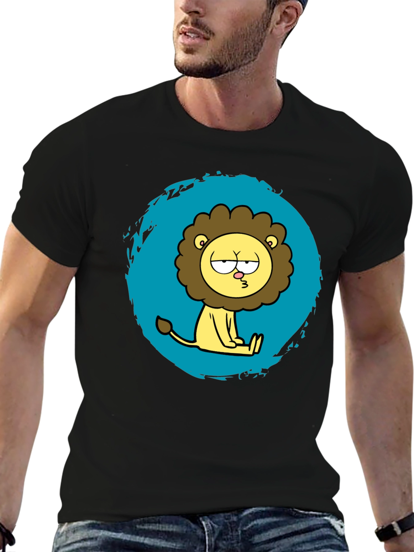 Funny Cartoon Lion Graphic T-Shirt