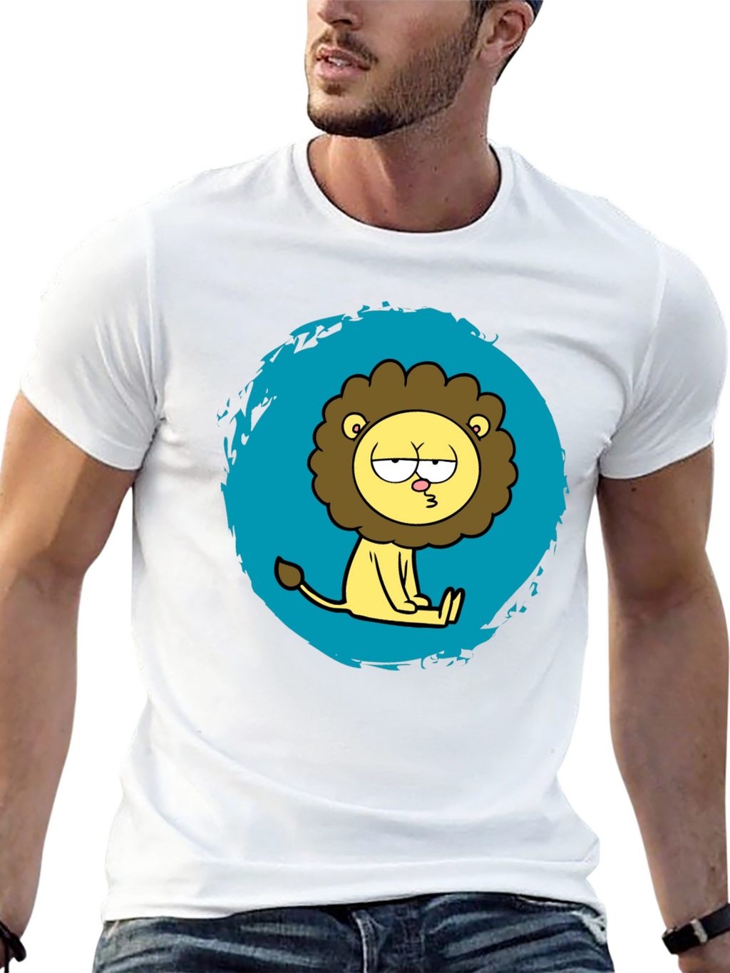 Funny Cartoon Lion Graphic T-Shirt