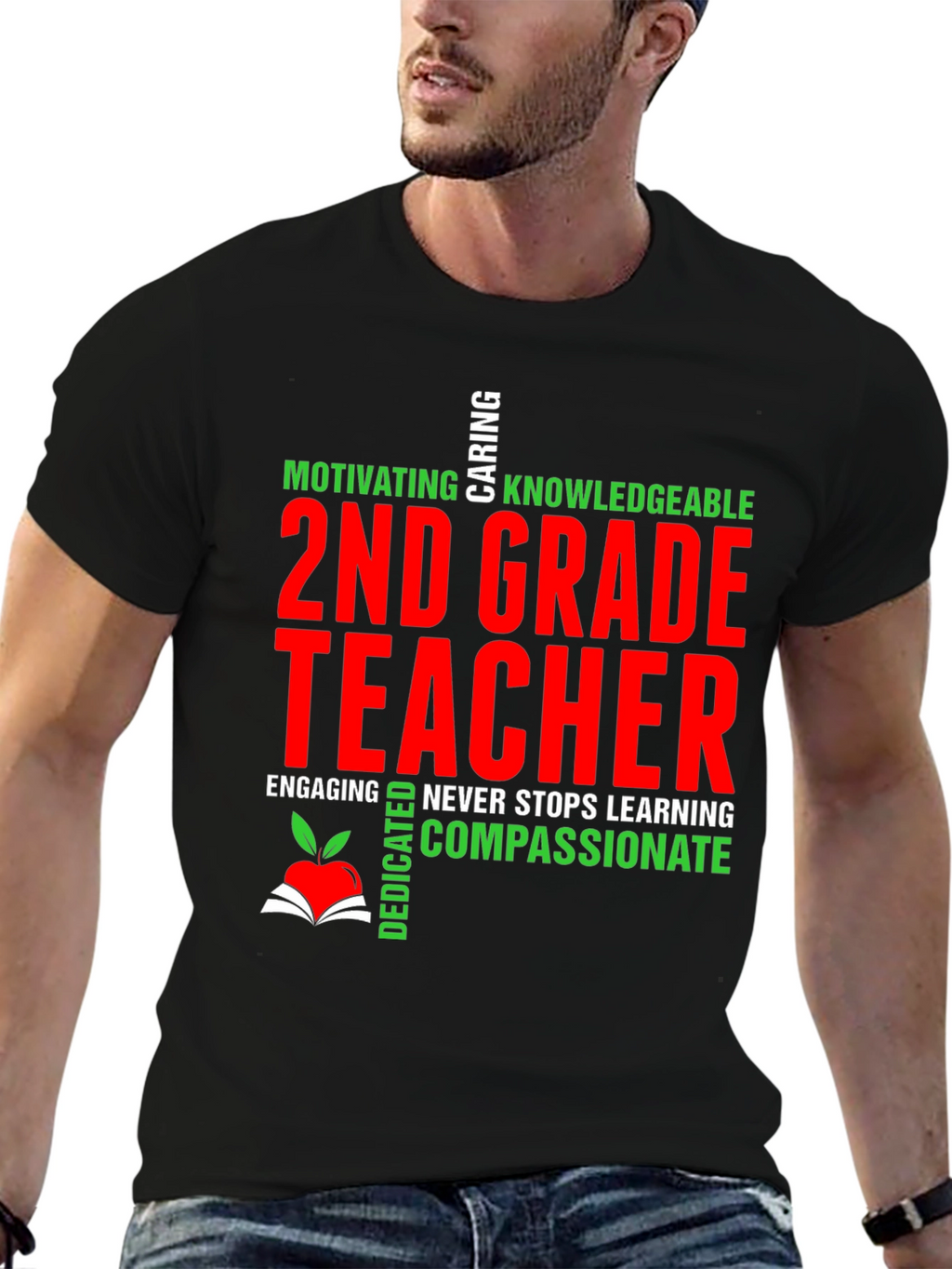 2nd Grade Teacher T-Shirt - Motivating Compassionate & Dedicated