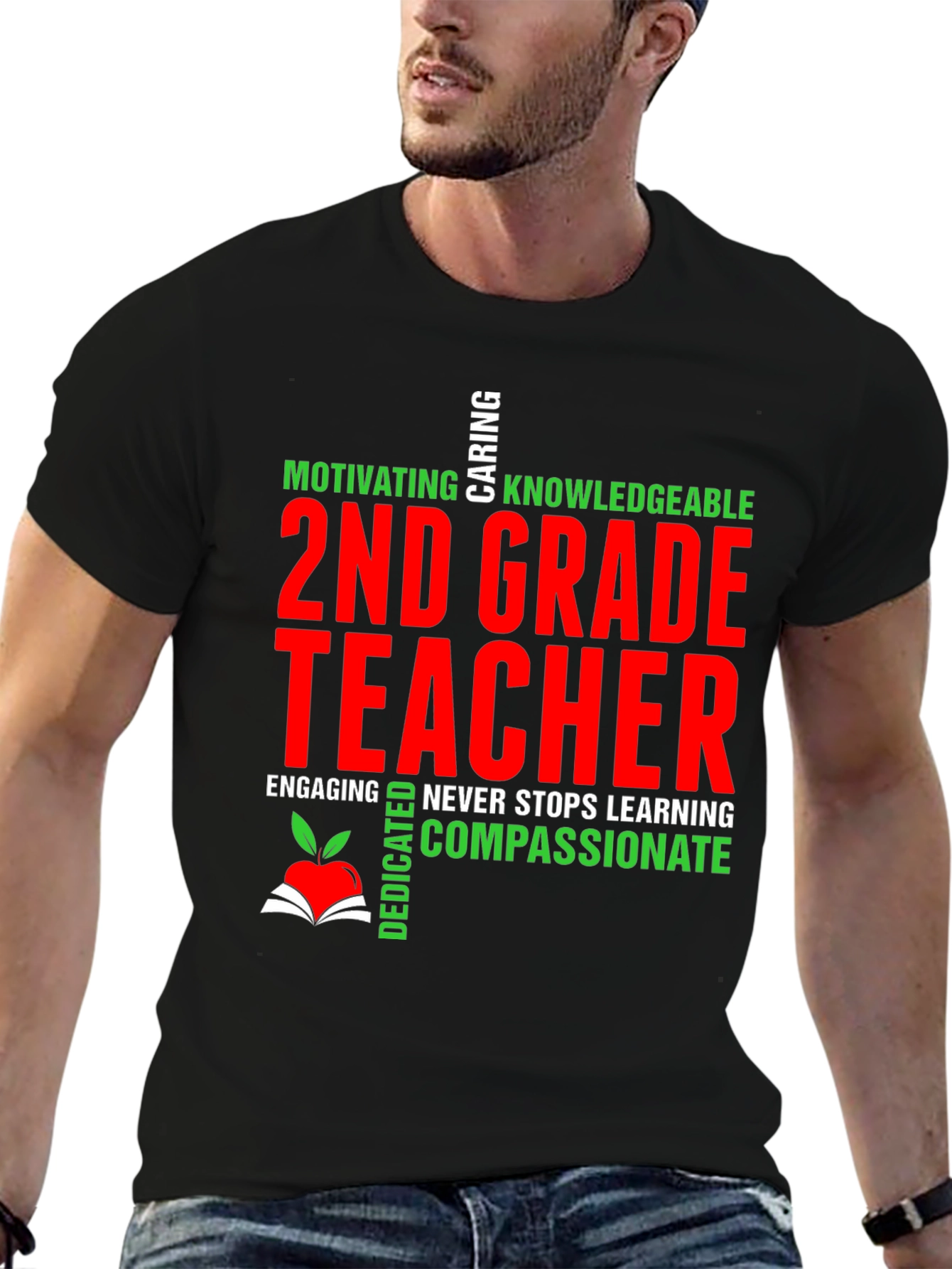 2nd Grade Teacher T-Shirt - Motivating Compassionate & Dedicated