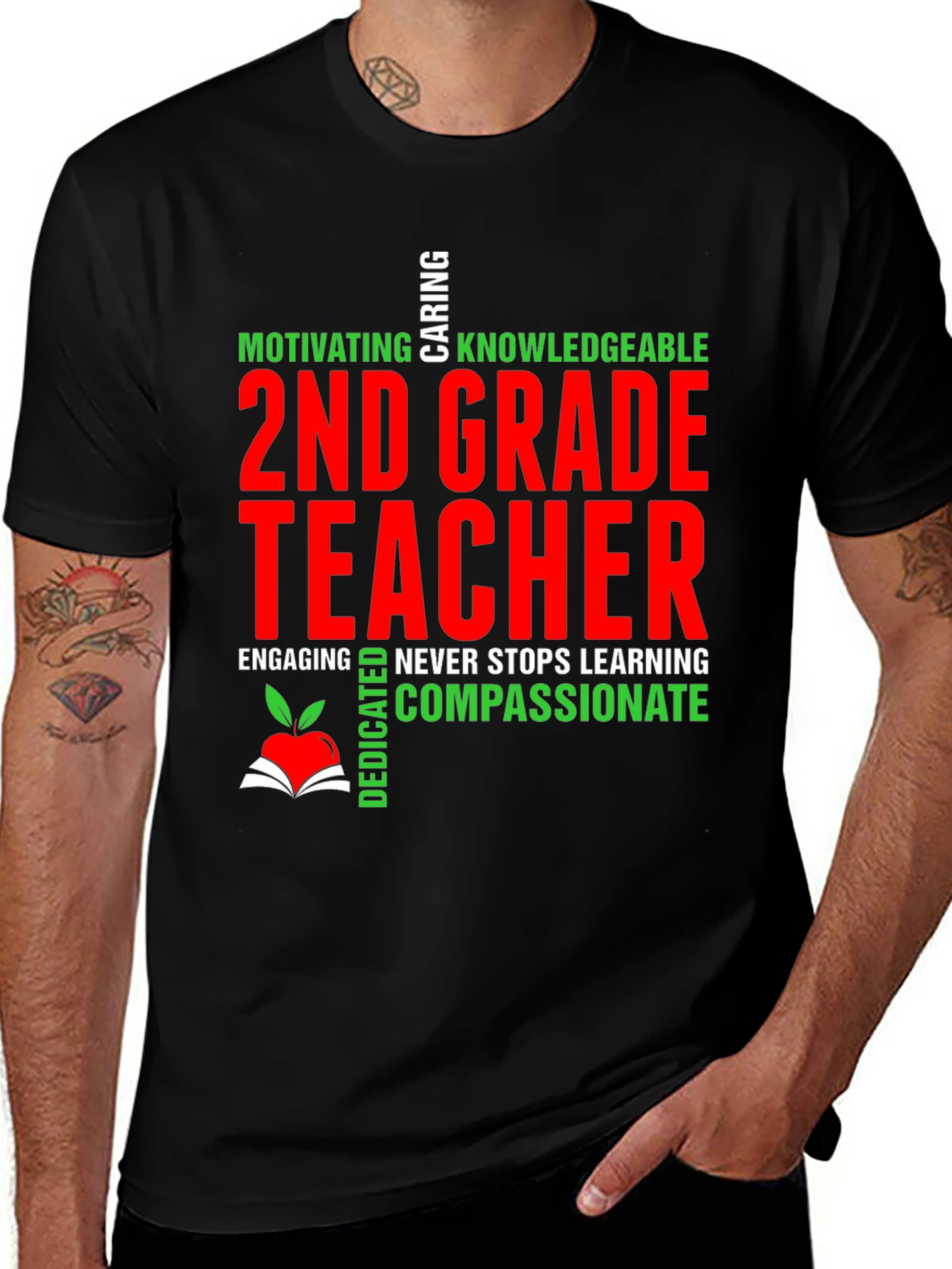 2nd Grade Teacher T-Shirt - Motivating Compassionate & Dedicated