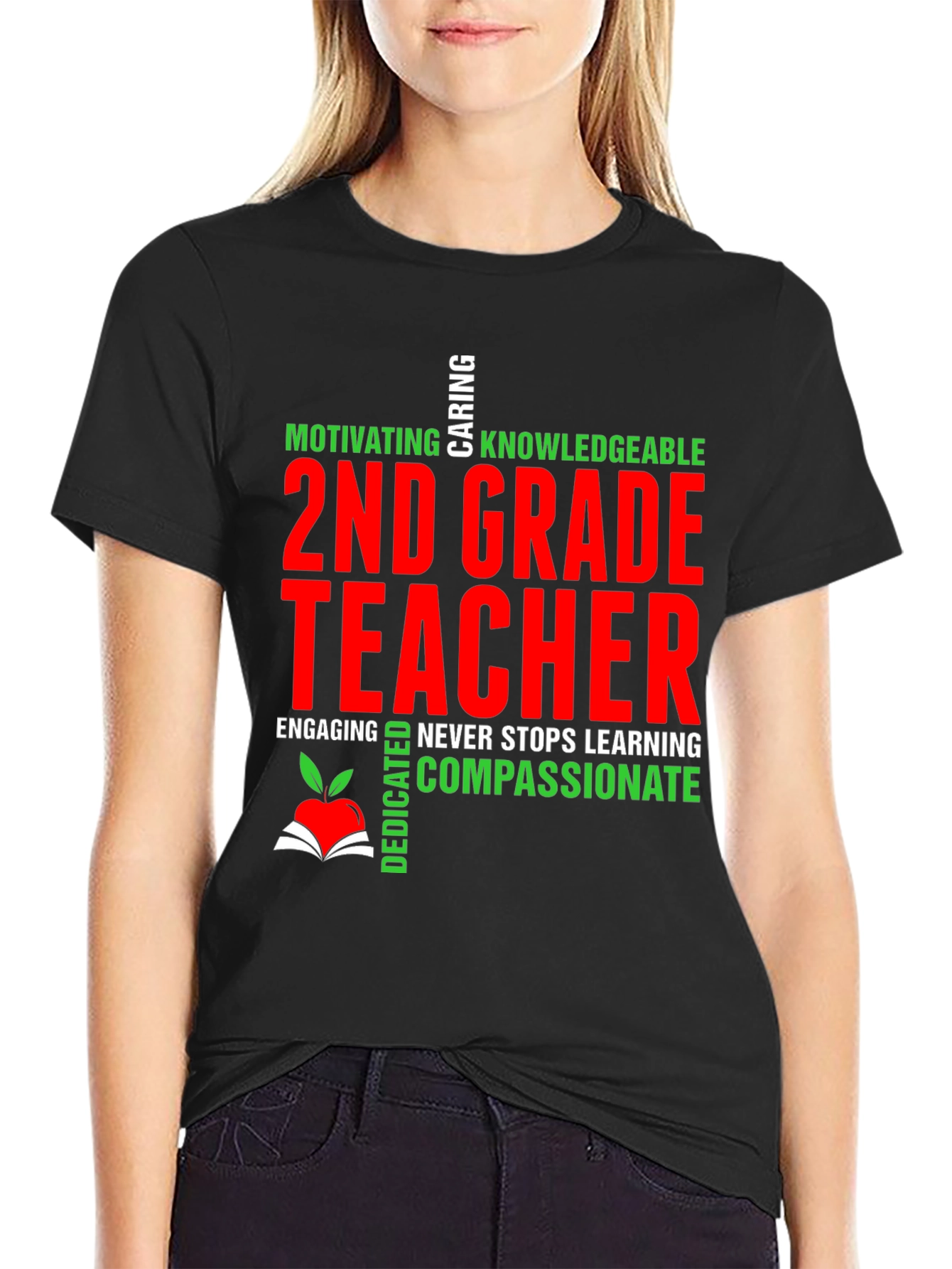 2nd Grade Teacher T-Shirt - Motivating Compassionate & Dedicated
