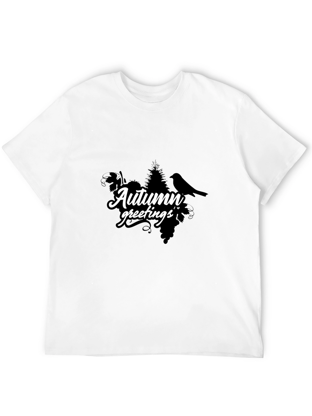 Autumn Greetings Black T-Shirt - Nature Inspired Design