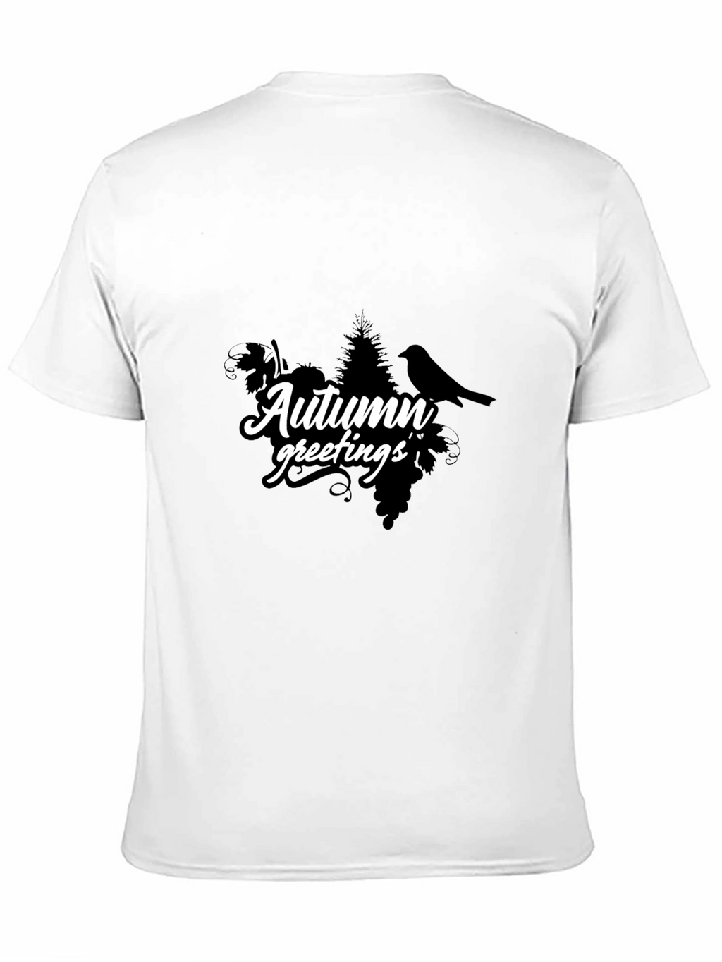 Autumn Greetings Black T-Shirt - Nature Inspired Design