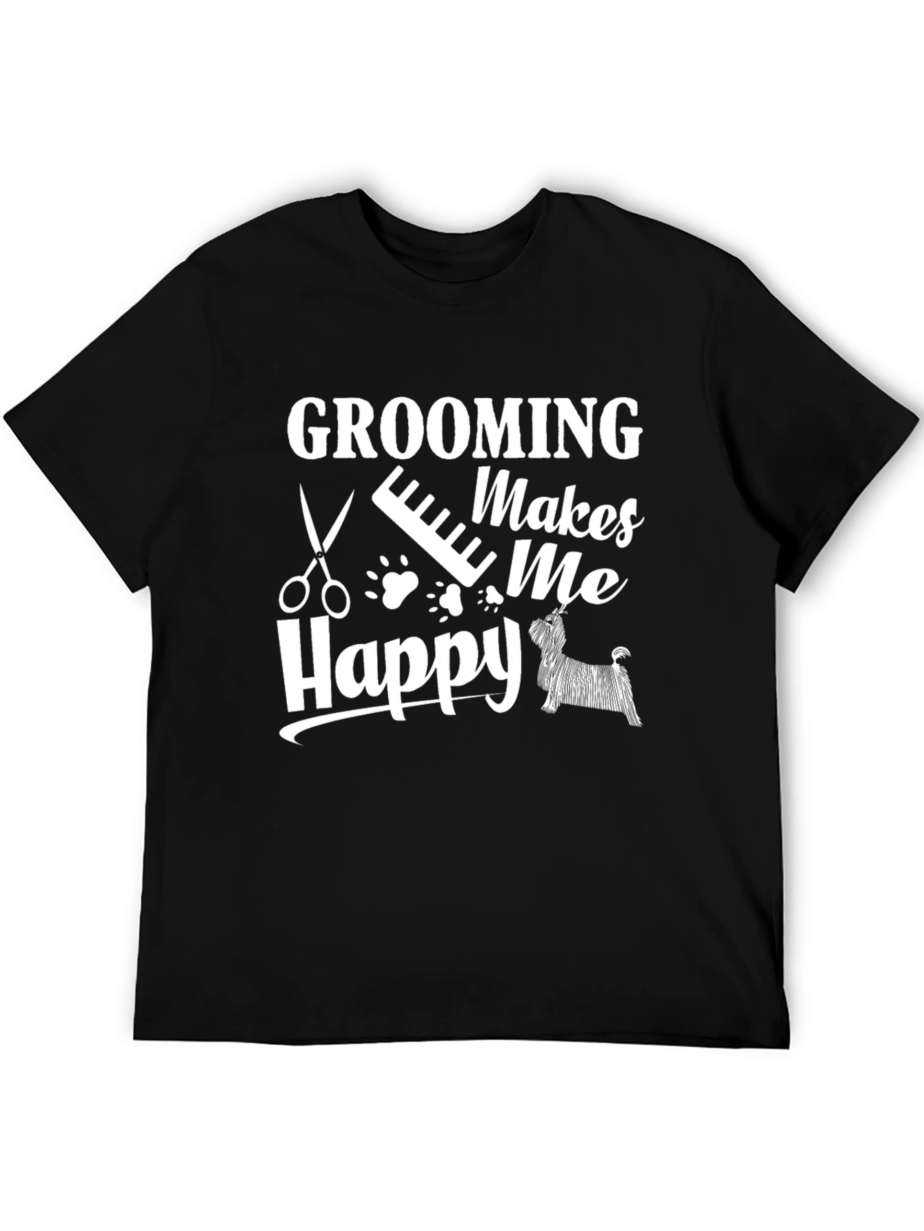 Grooming Makes Me Happy Black T-Shirt