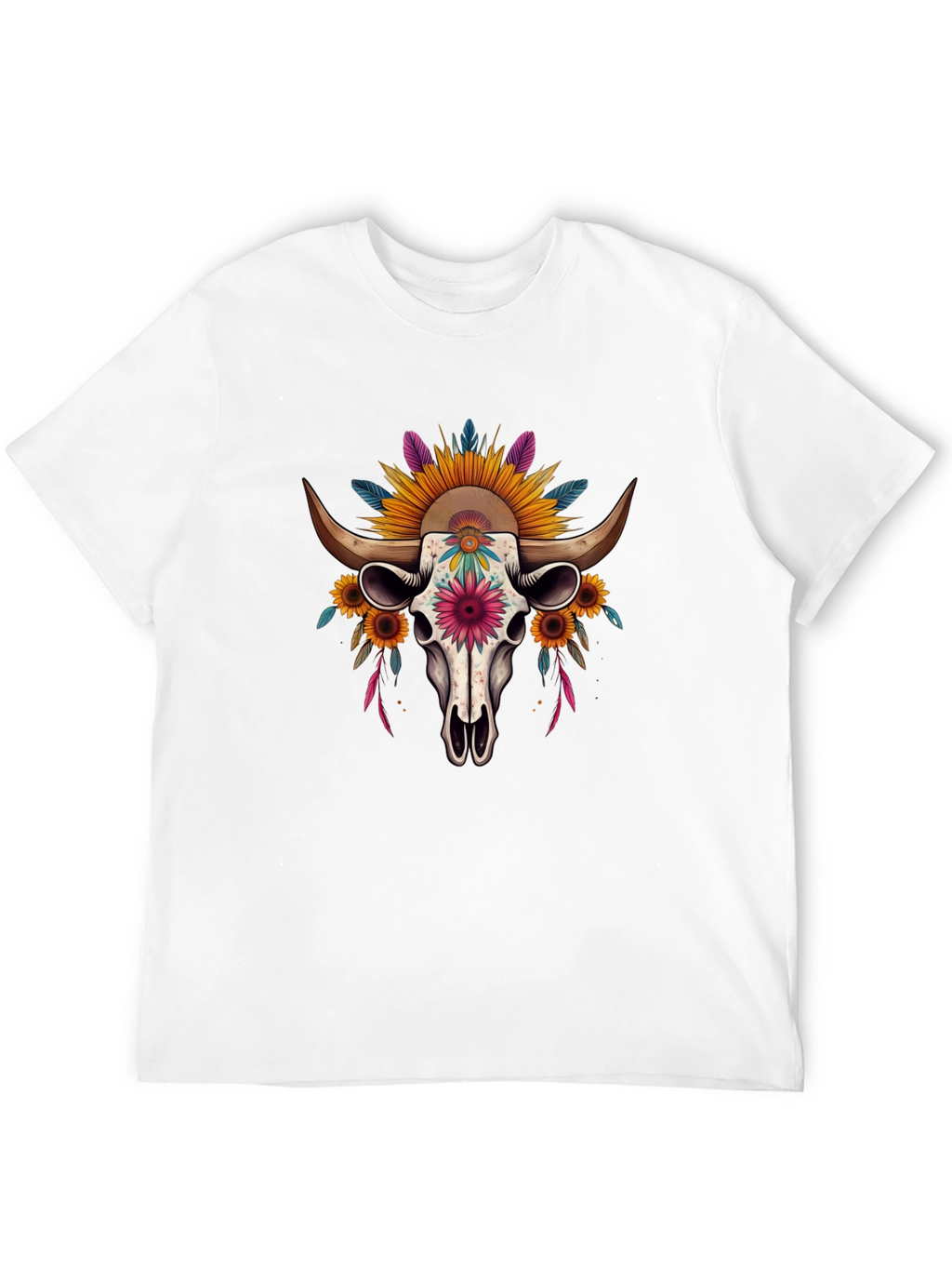 Floral Skull Graphic Tee - Western Style