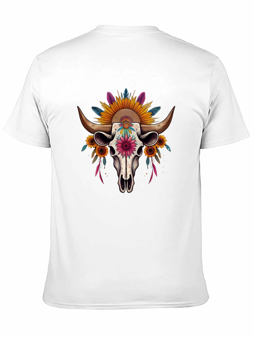 Floral Skull Graphic Tee - Western Style