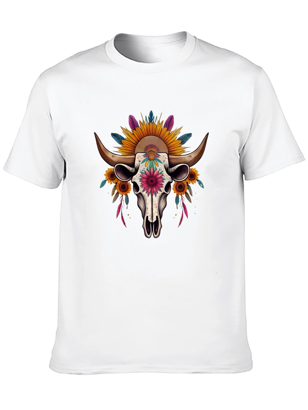 Floral Skull Graphic Tee - Western Style