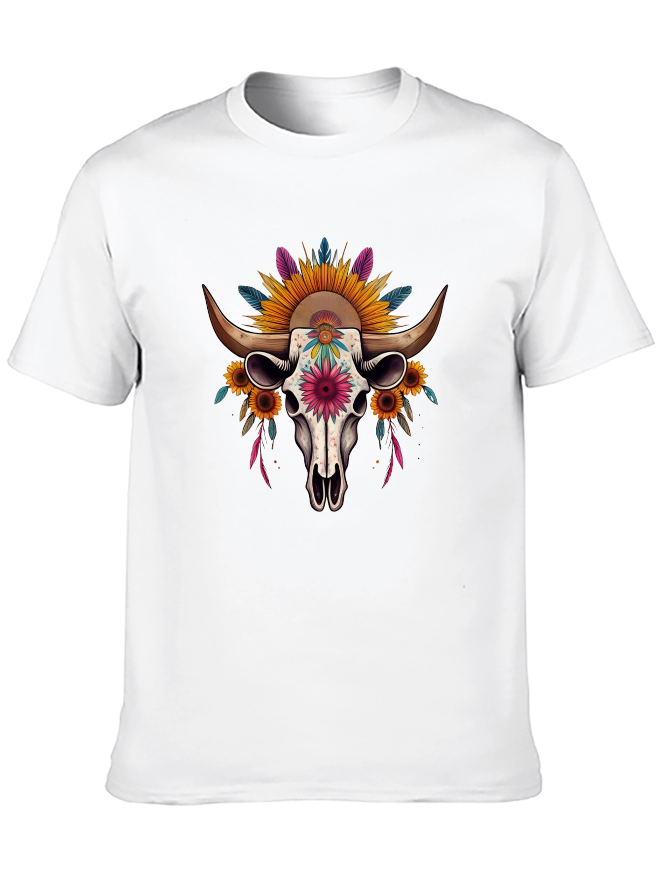 Floral Skull Graphic Tee - Western Style