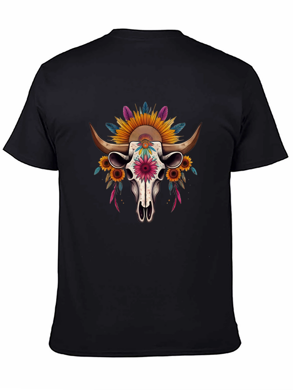 Floral Skull Graphic Tee - Western Style