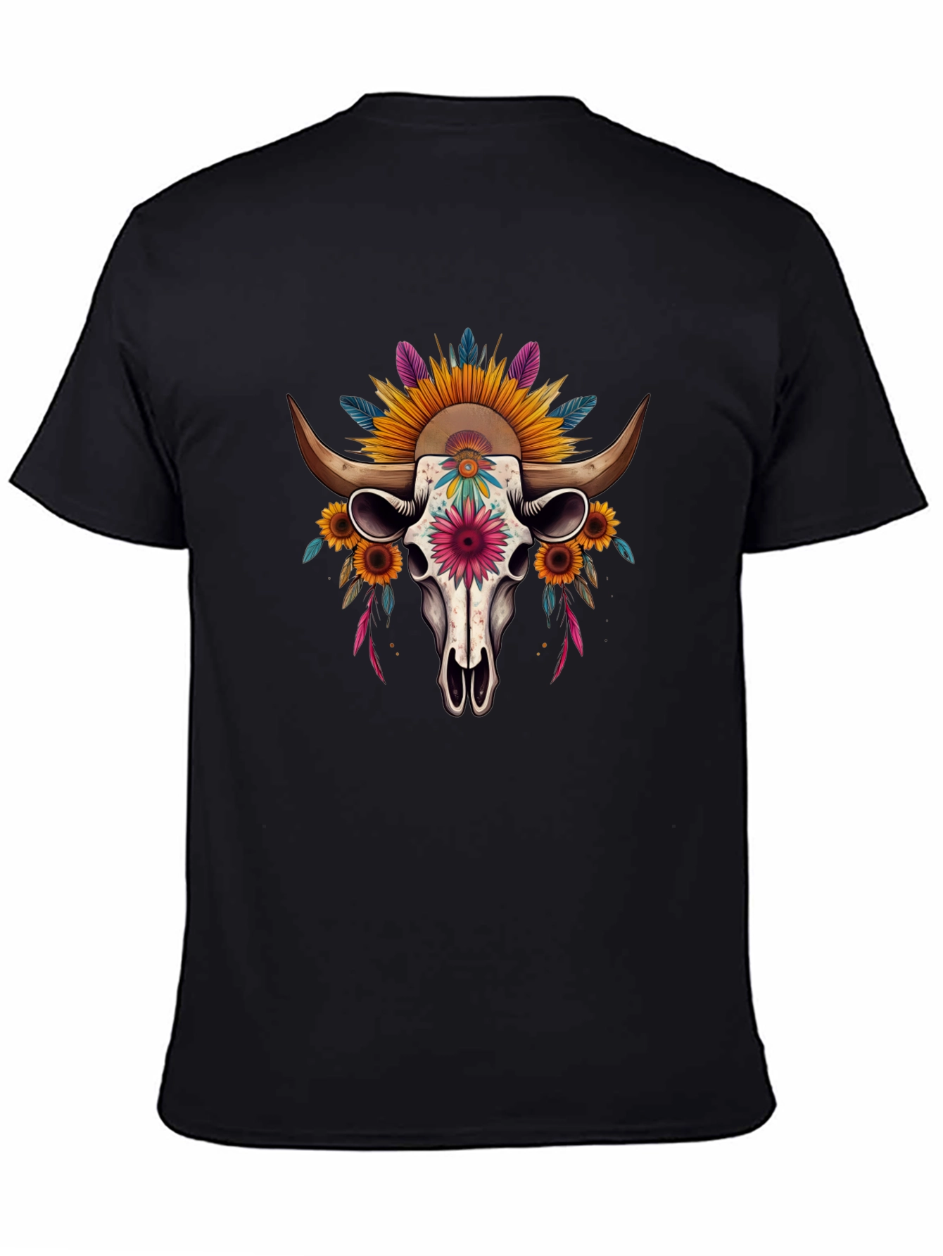 Floral Skull Graphic Tee - Western Style