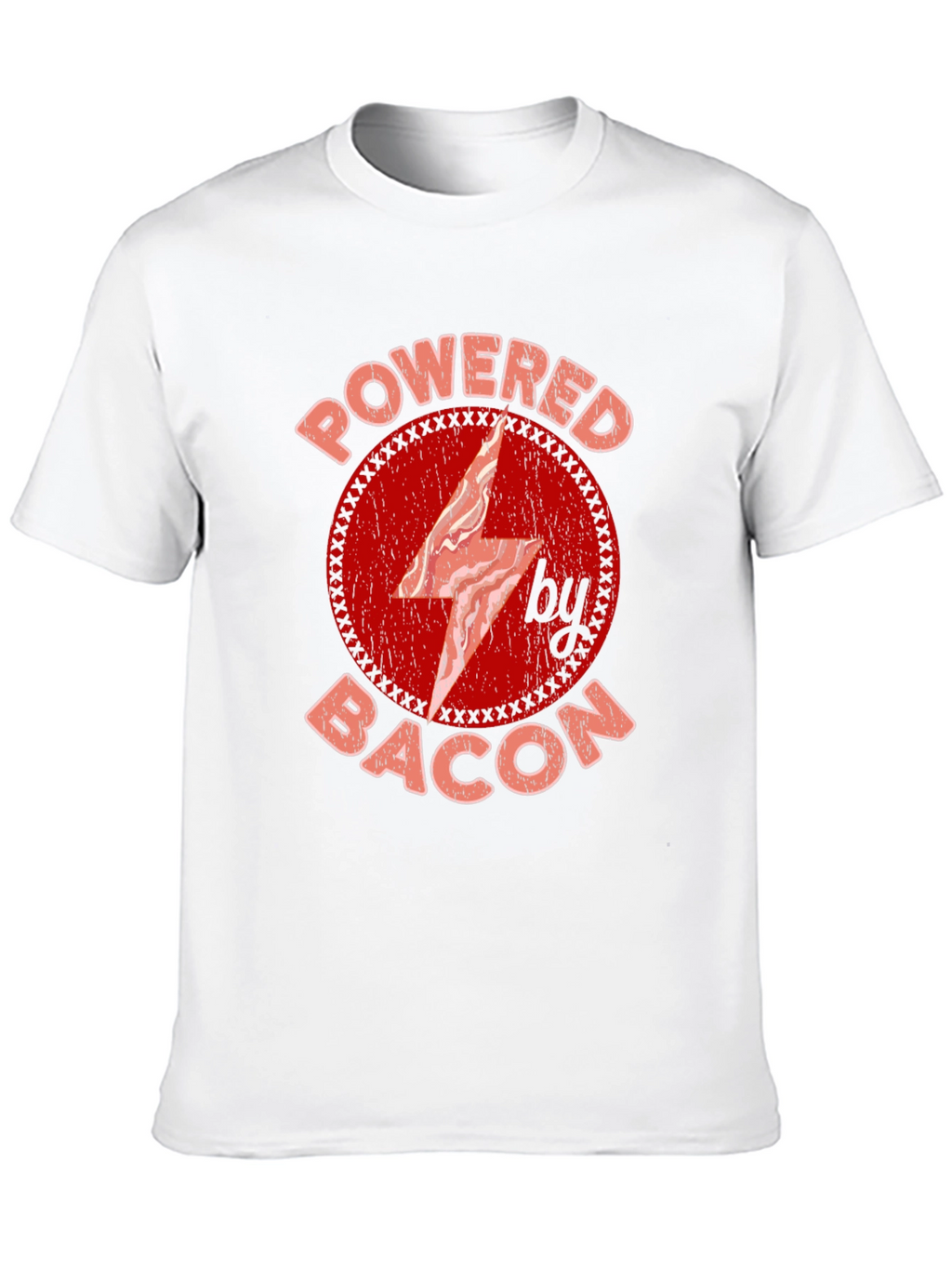 Powered By Bacon T-Shirt Red Graphic Design