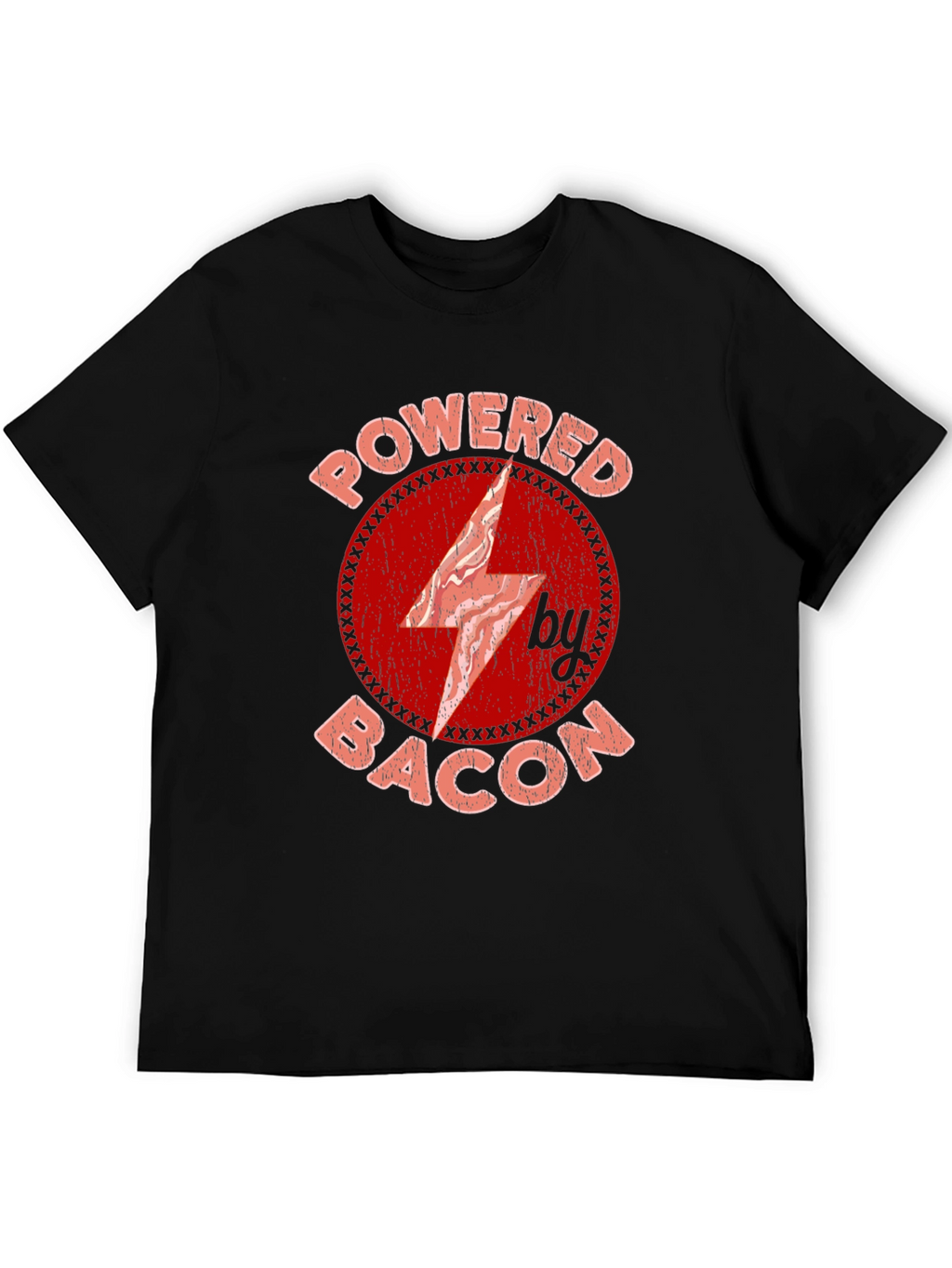 Powered By Bacon T-Shirt Red Graphic Design