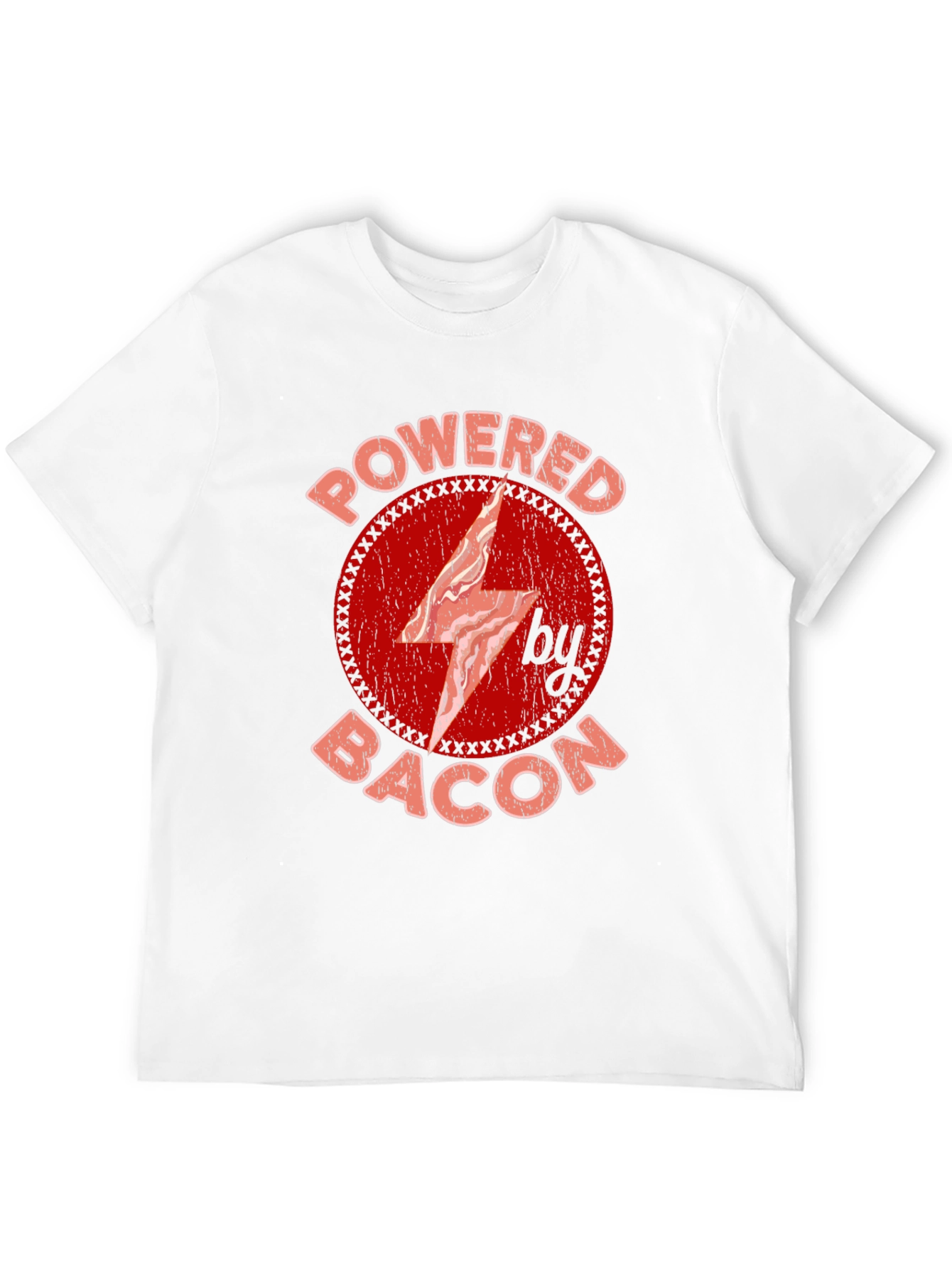 Powered By Bacon T-Shirt Red Graphic Design